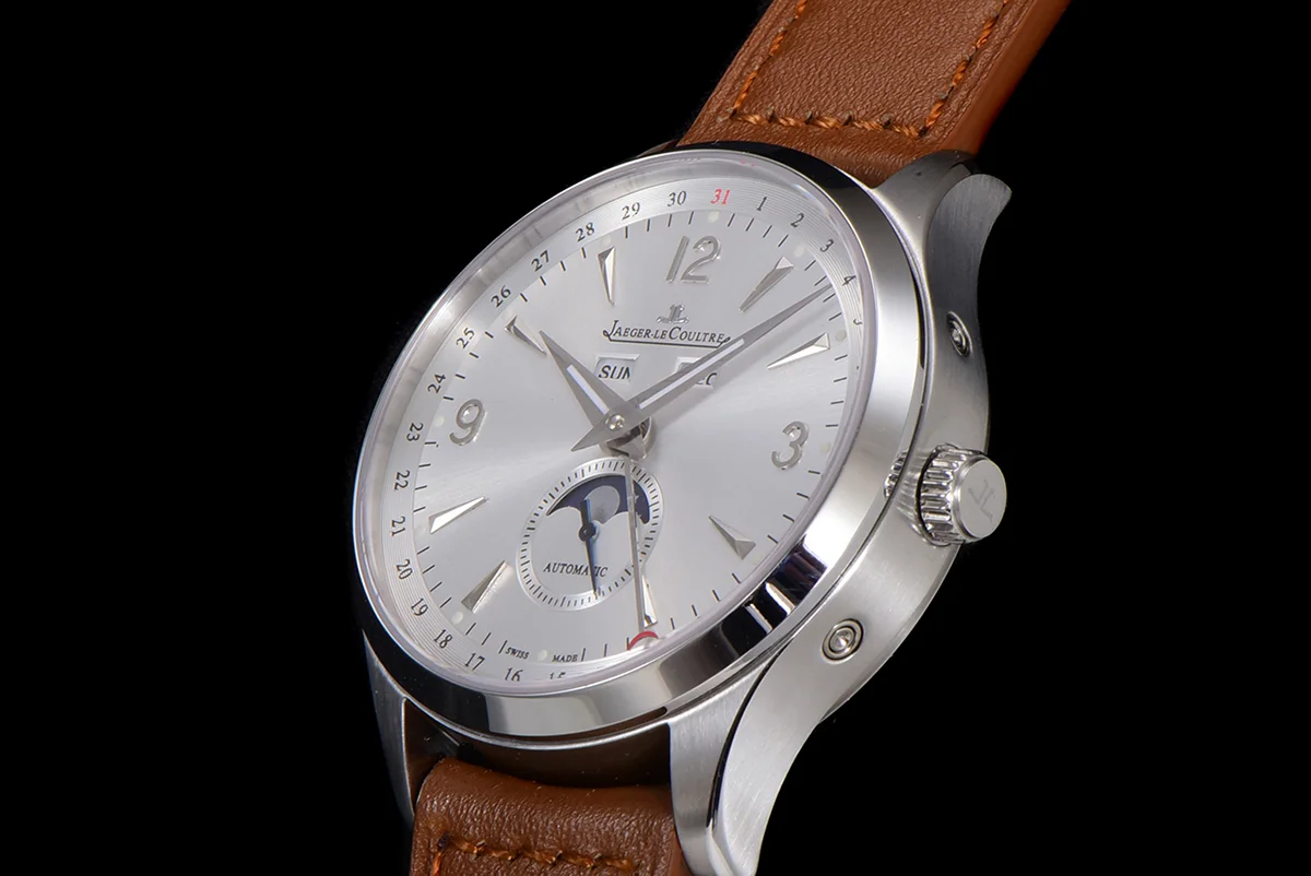 Master Calendar Silver Dial in Steel on Brown Leather Strap