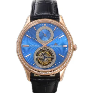 Master Ultra Thin Tourbillon Blue Dial with Diamond Bezel in Rose Gold