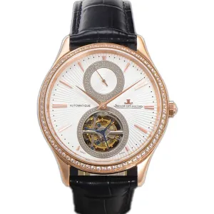 Master Ultra Thin Tourbillon White Dial with Diamond Bezel in Rose Gold