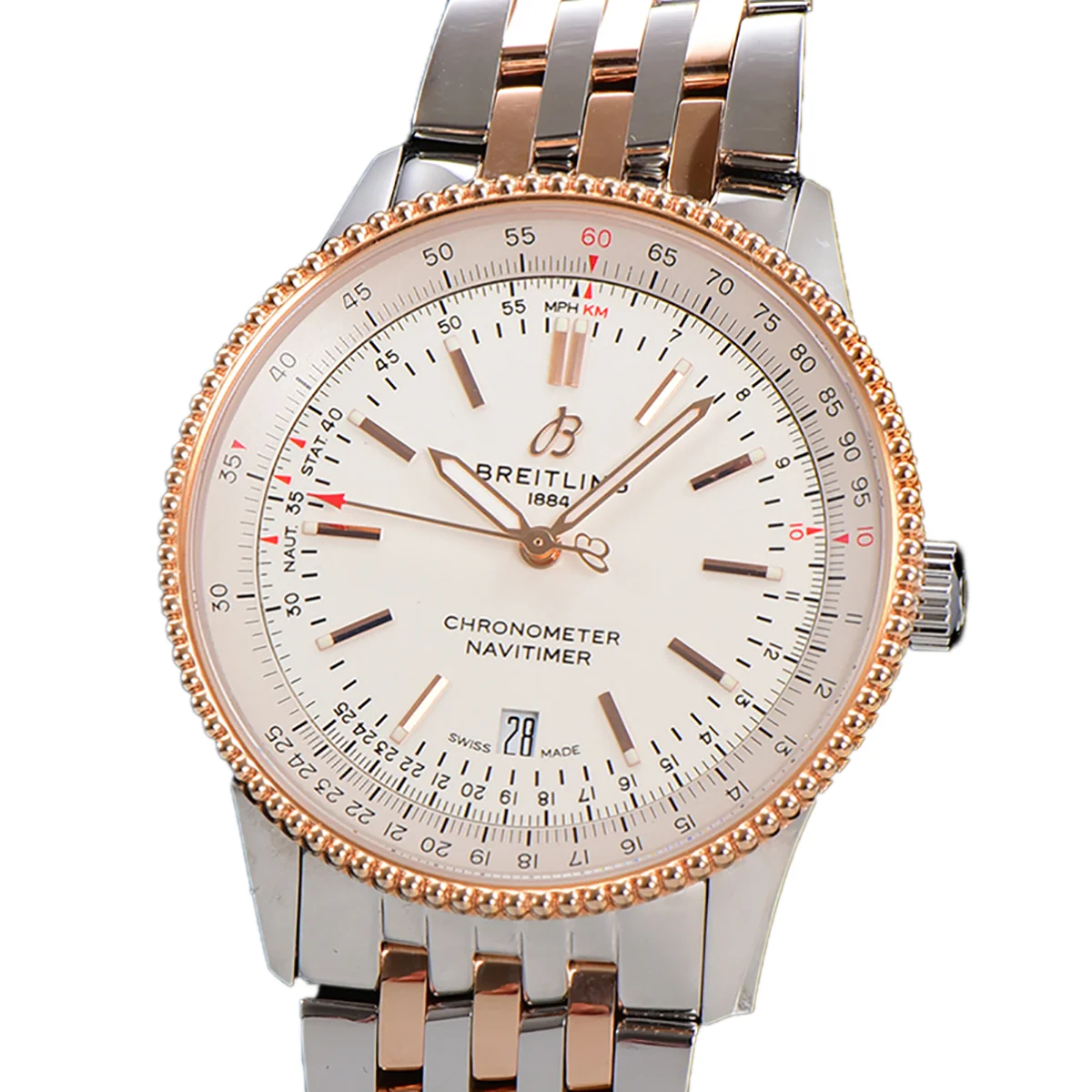 Navitimer Automatic 41 White Dial in Steel/Rose Gold on Bracelet