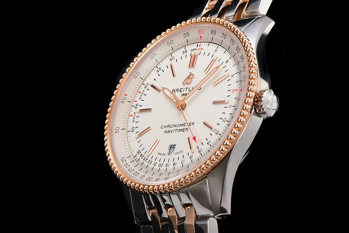 Navitimer Automatic 41 White Dial in Steel/Rose Gold on Bracelet