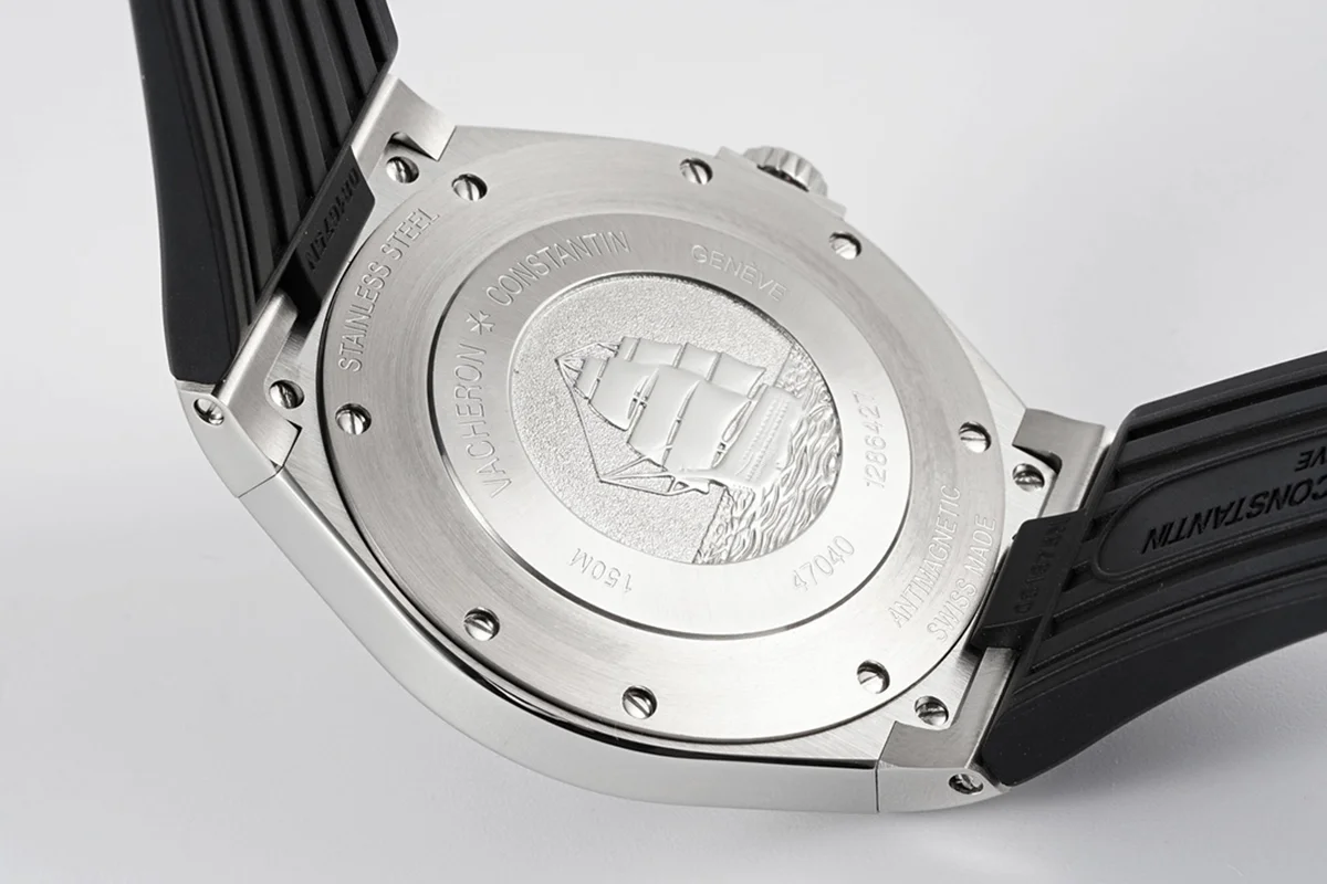 Overseas Automatic 47040 Black Dial in Steel on Rubber Strap