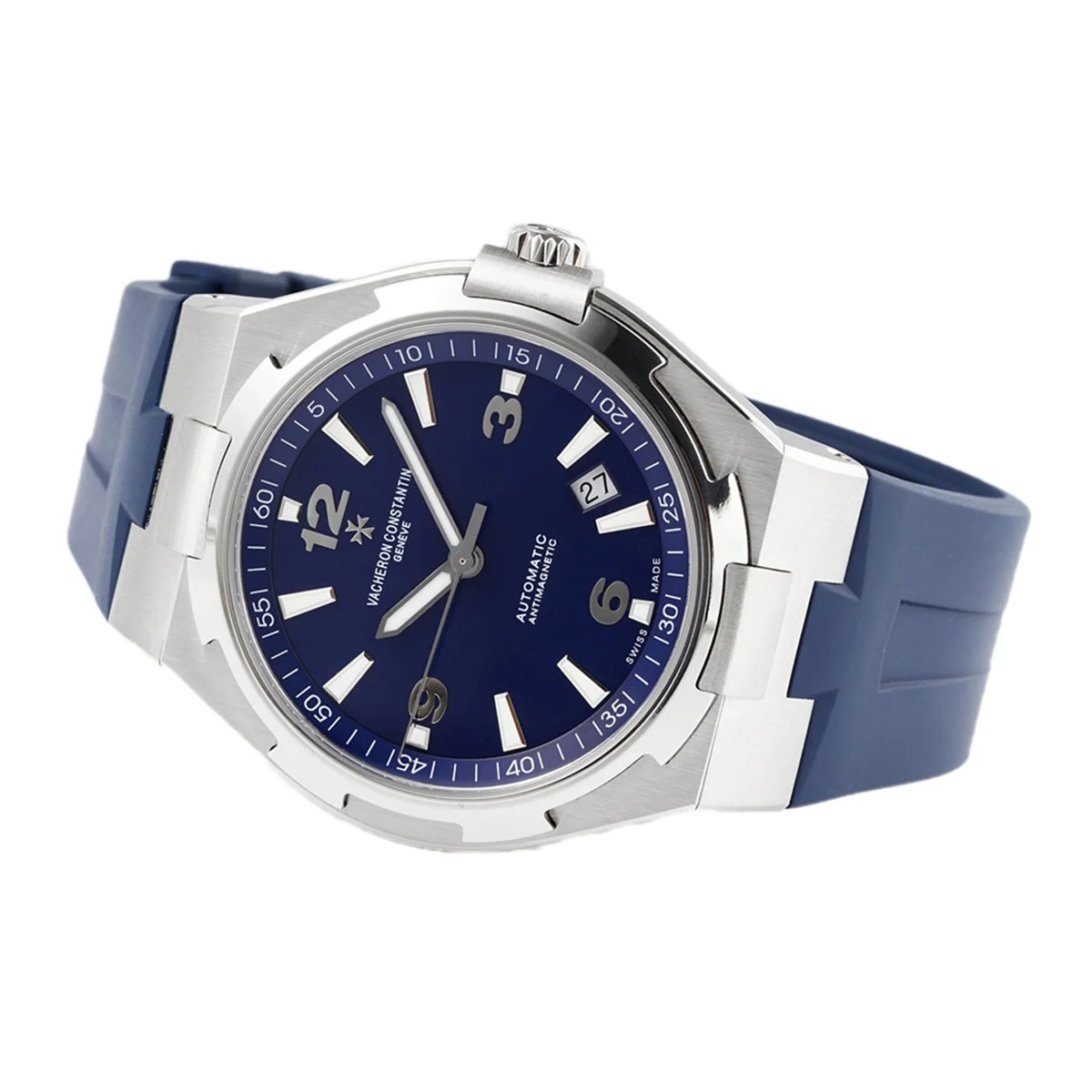 Overseas Automatic 47040 Blue Dial in Steel on Rubber Strap