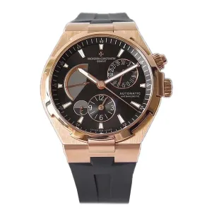Overseas Dual Time Black Dial in Rose Gold on Rubber Strap