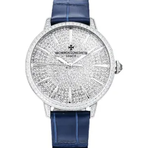 Patrimony Self-Winding Jewellery Diamond Paved Dial in White Gold
