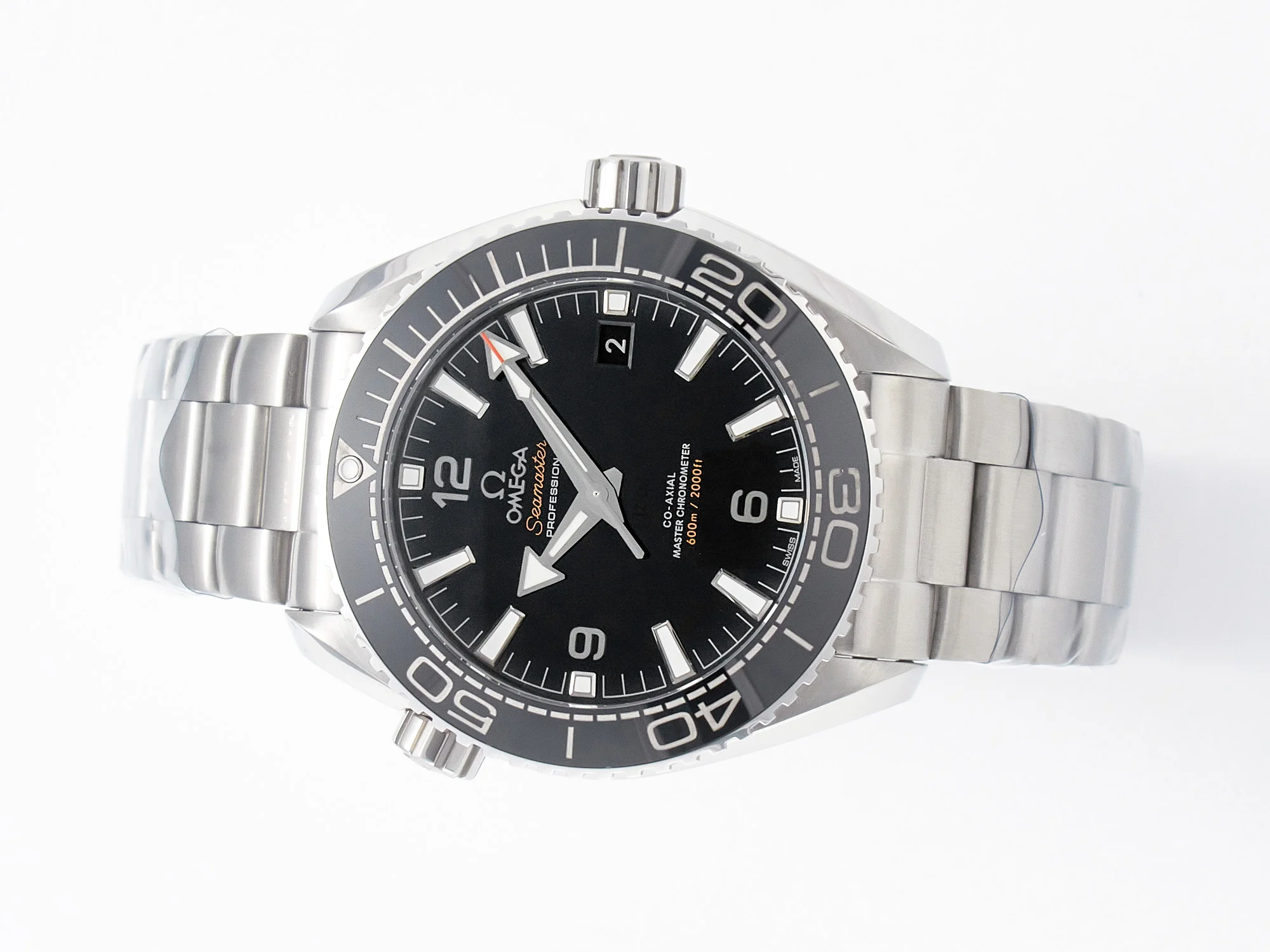 Planet Ocean 600M 39.5mm VSF 1:1 Best Edition Black Dial Black Ceramic Bezel on SS Bracelet A8800