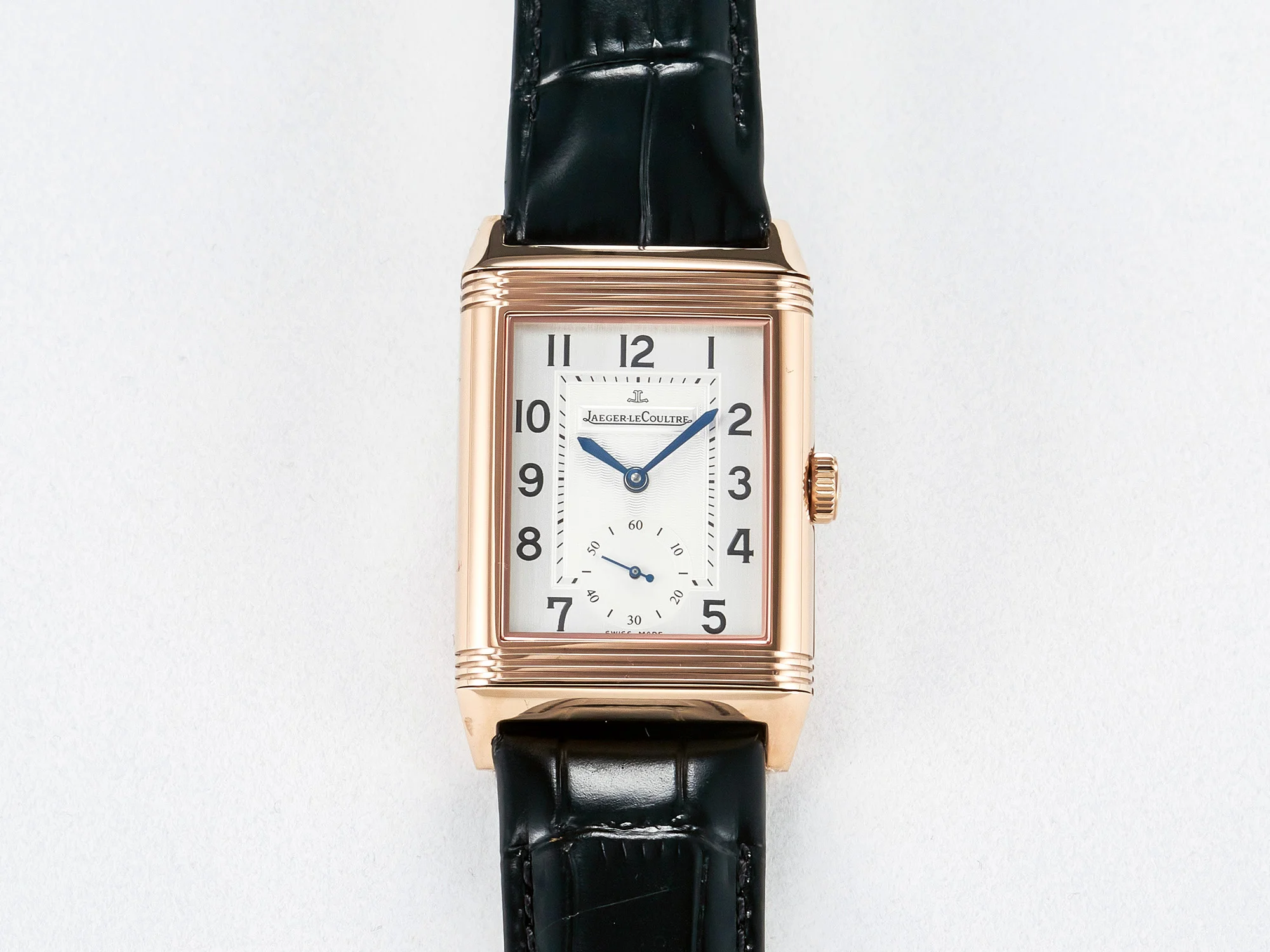 Reverso Classic Duoface Small Seconds RG MGF Best Edition White Textured Dial on Black Leather Strap A854A