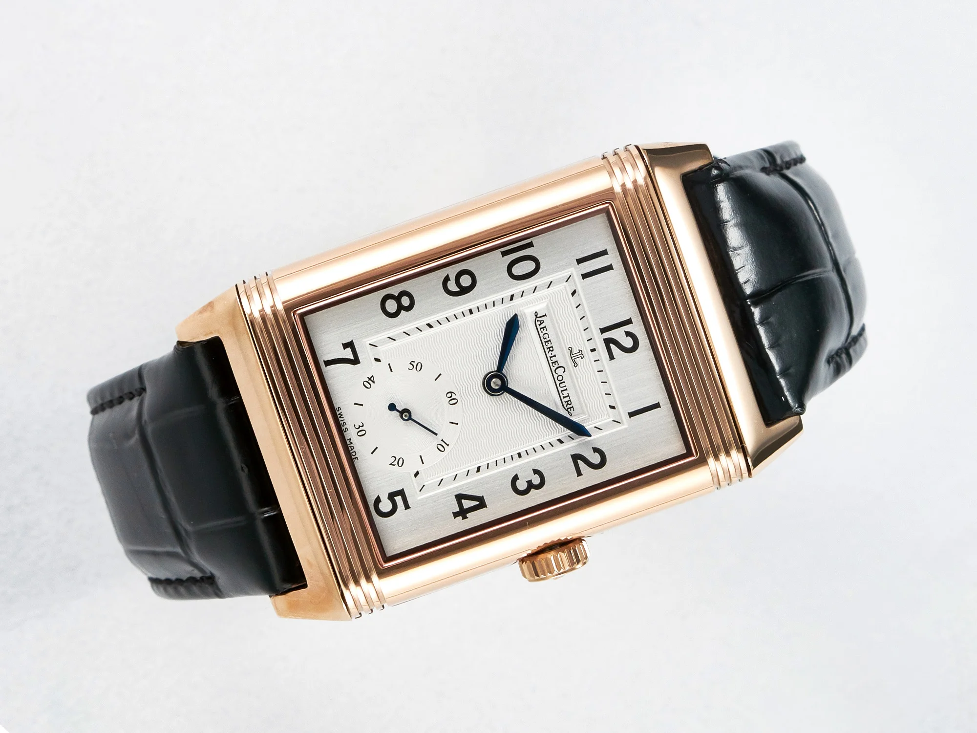 Reverso Classic Duoface Small Seconds RG MGF Best Edition White Textured Dial on Black Leather Strap A854A