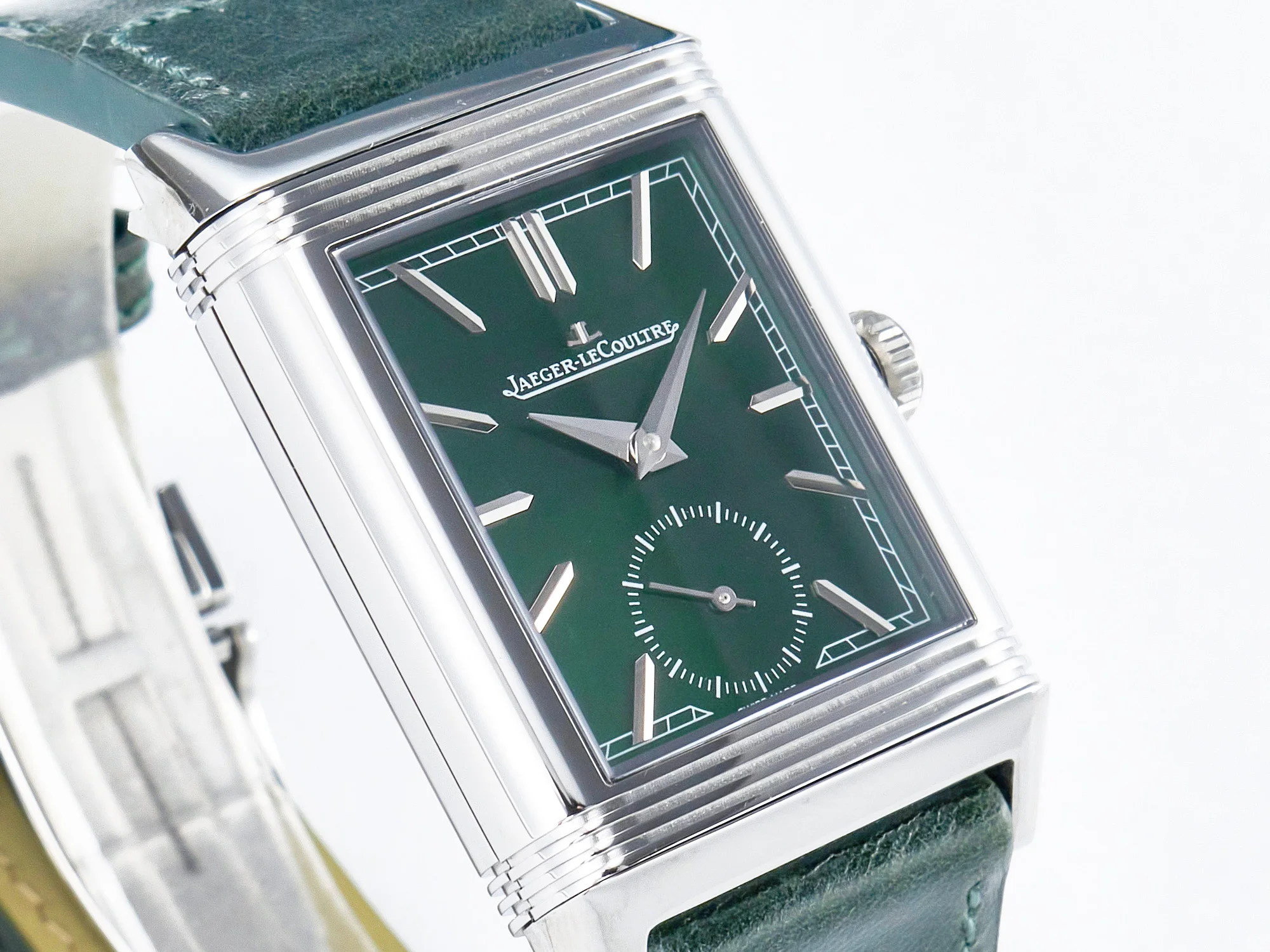 Reverso Classic Duoface Small Seconds SS MGF Best Edition White Textured Dial on Black Leather Strap A854A