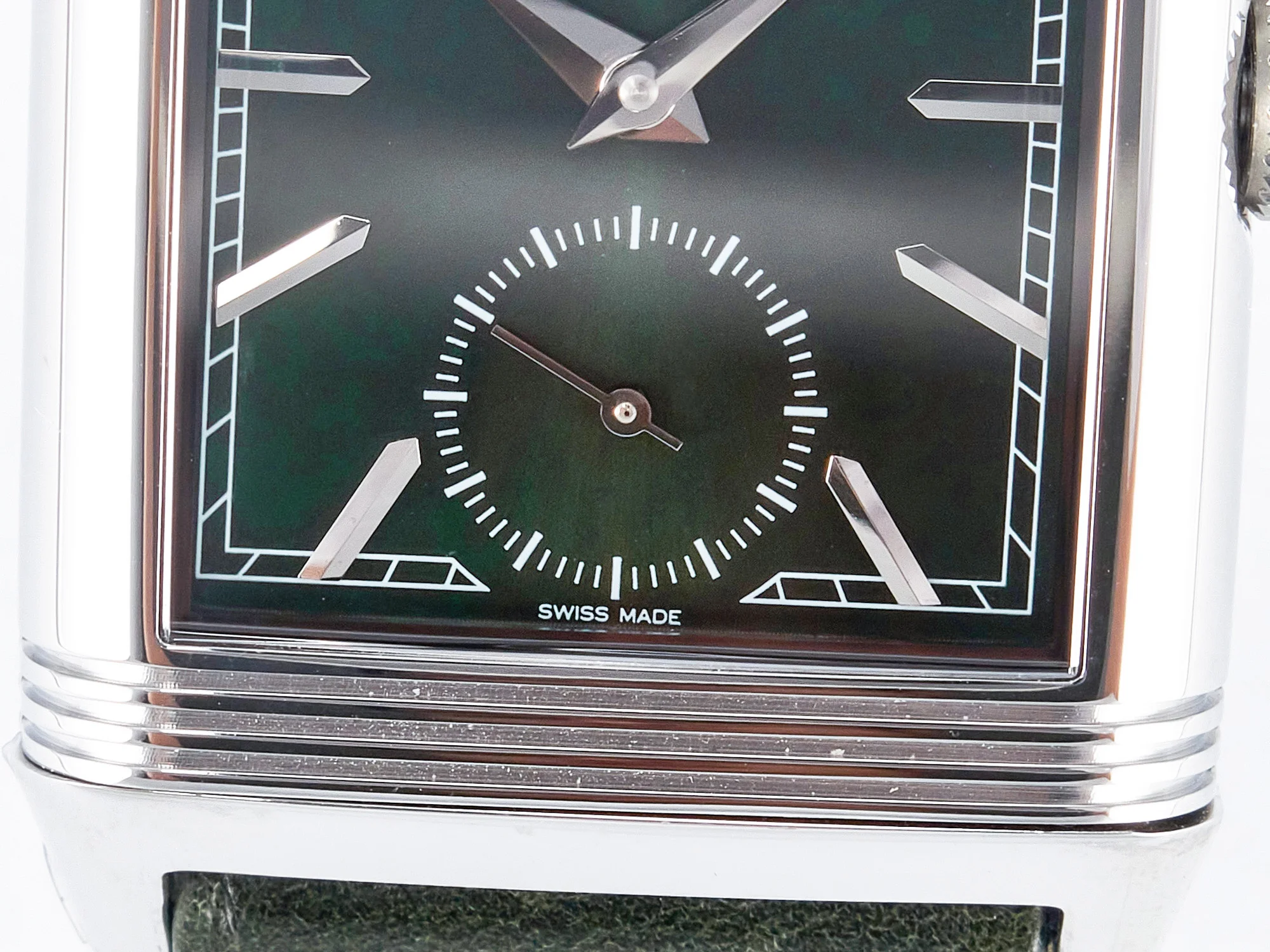 Reverso Classic Duoface Small Seconds SS MGF Best Edition White Textured Dial on Black Leather Strap A854A