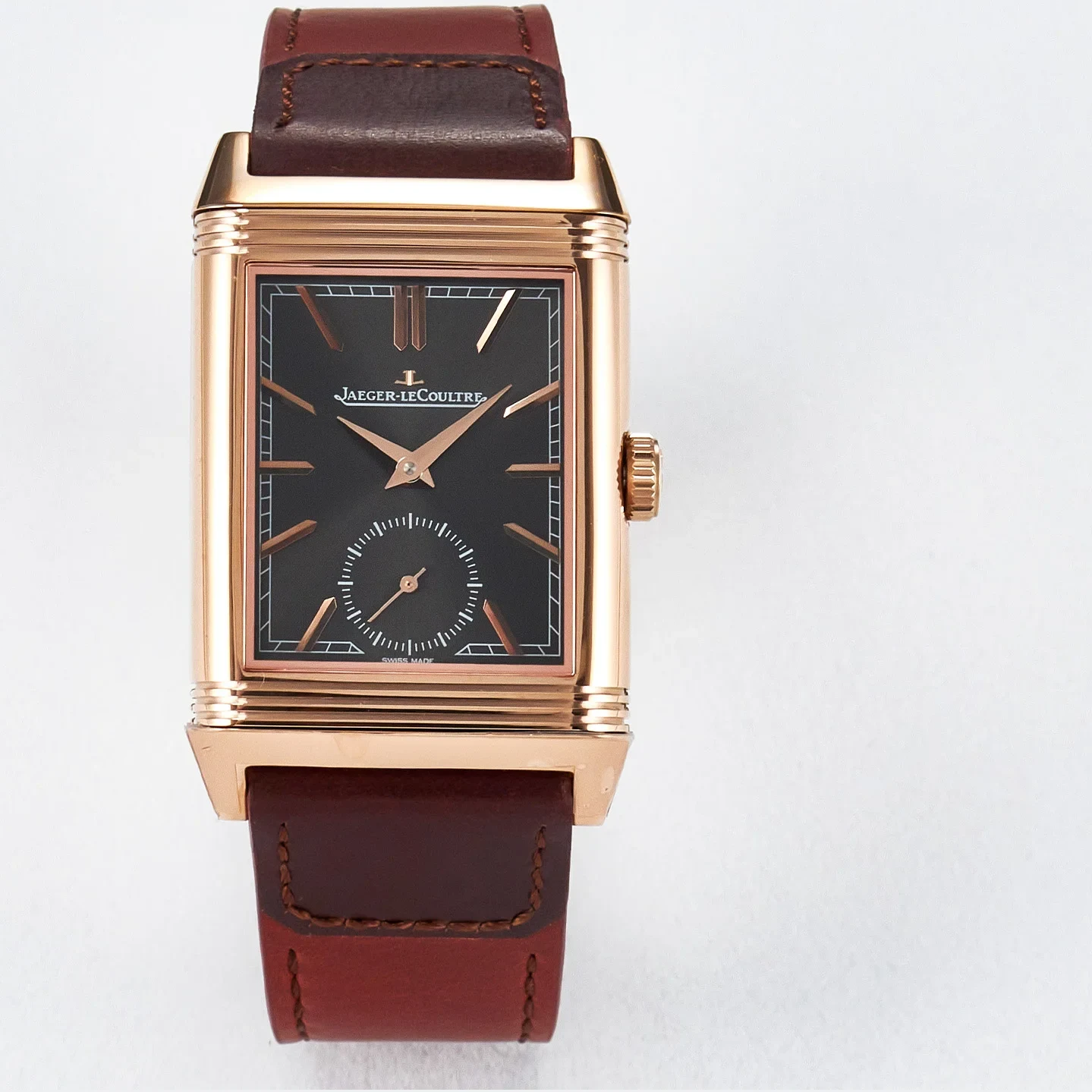 Reverso Tribute Duoface Small Seconds RG MGF Best Edition Black Dial on Red Leather Strap A854A