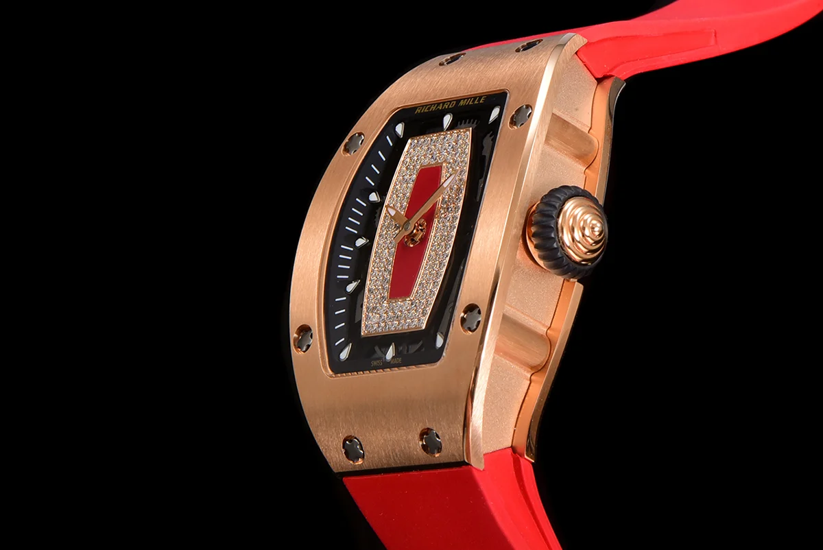 RM 007 Automatic Ladies in Rose Gold on Red Rubber Strap