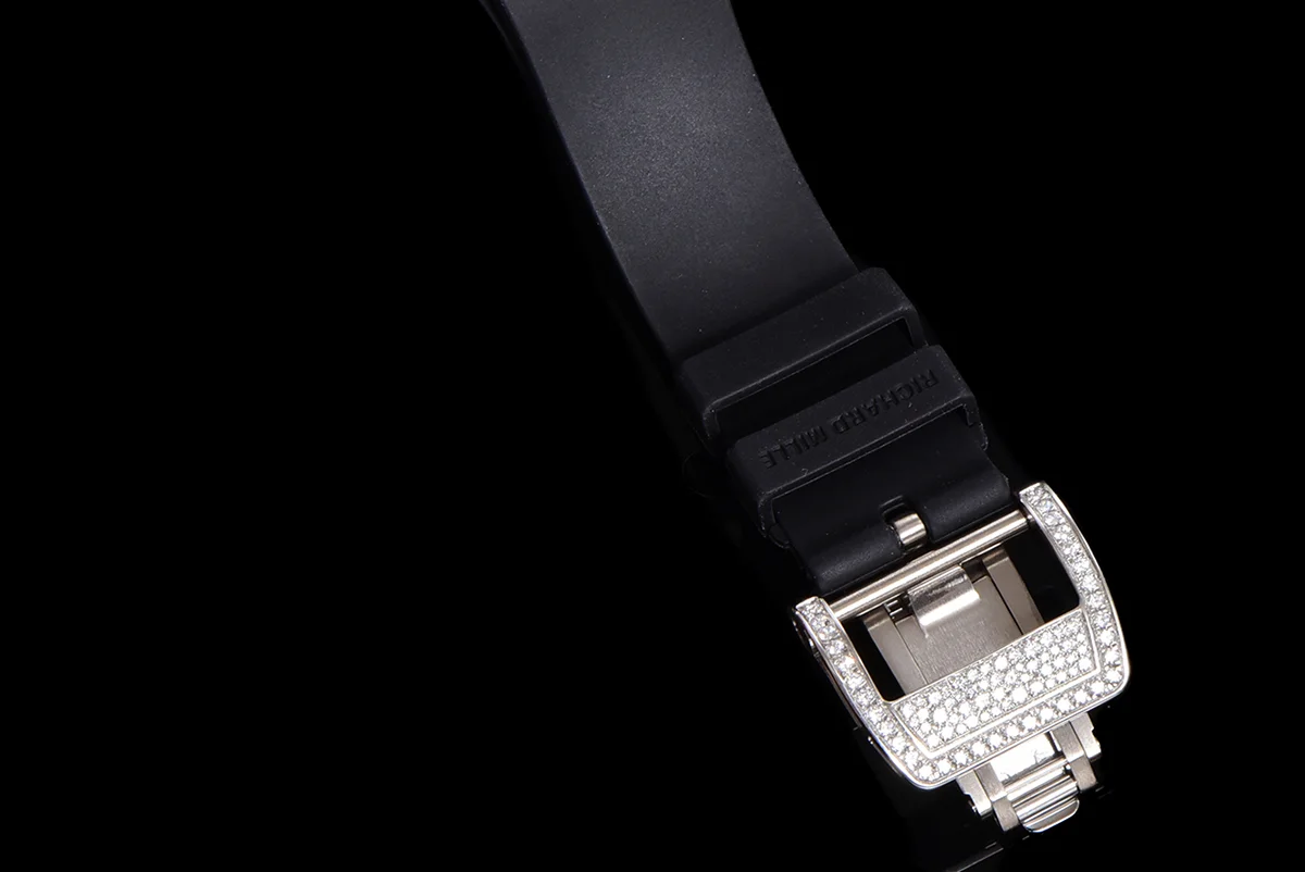 RM 007 Automatic Ladies with Diamond Bezel in Steel on Black Rubber Strap