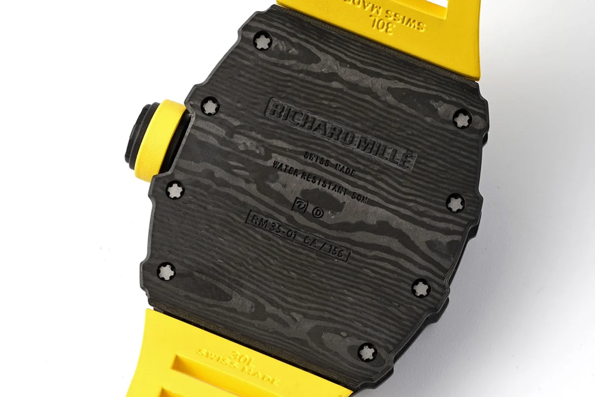 RM 035-01 Rafael Nadal NTPT Carbon on Yellow Rubber Strap (Sonic)