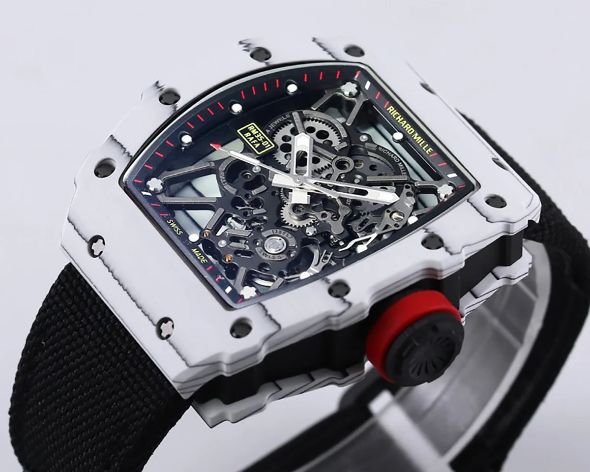 RM 035-01 Rafael Nadal White NTPT on Black Nylon Strap