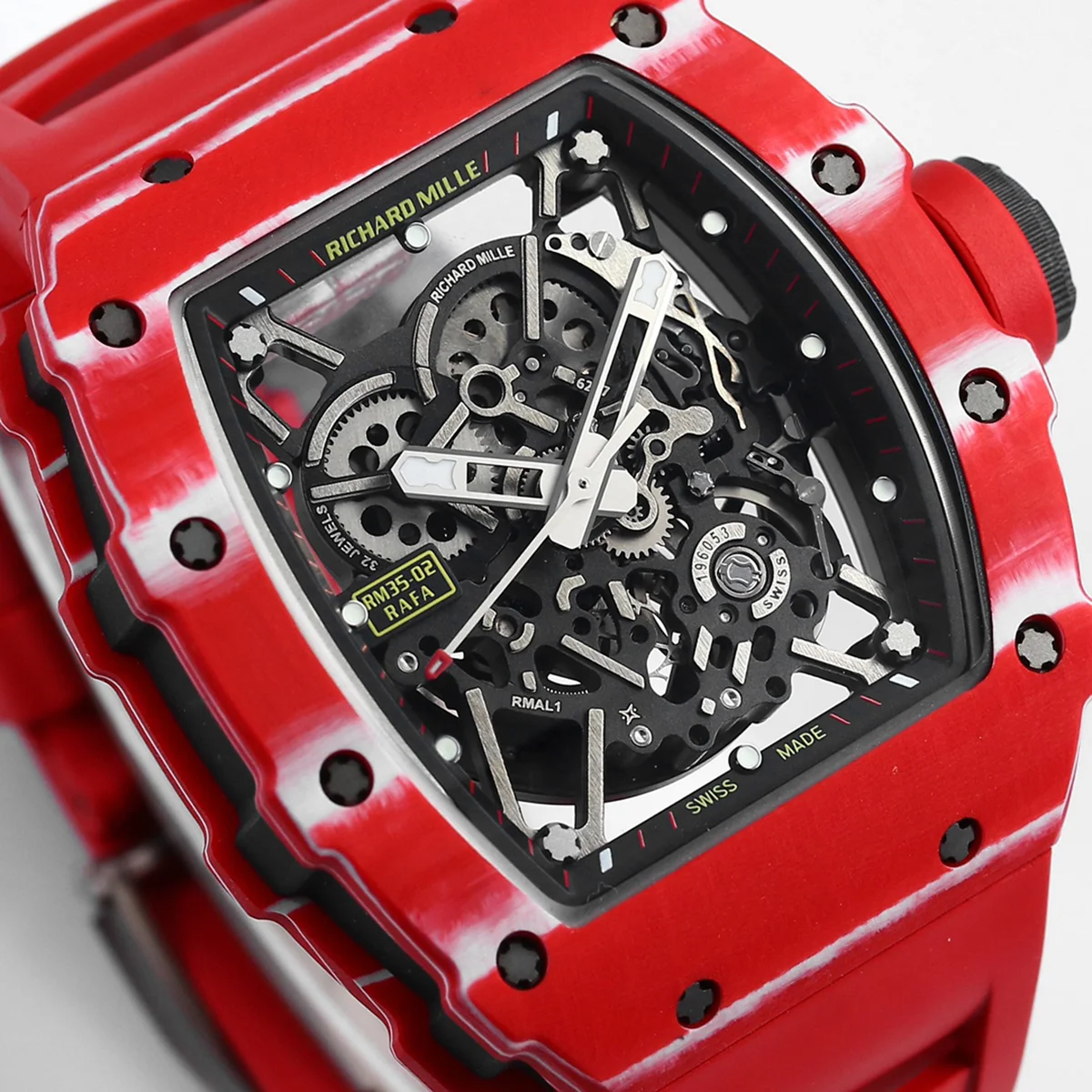 RM 035-02 Rafael Nadal TPT Red on Red Rubber Strap