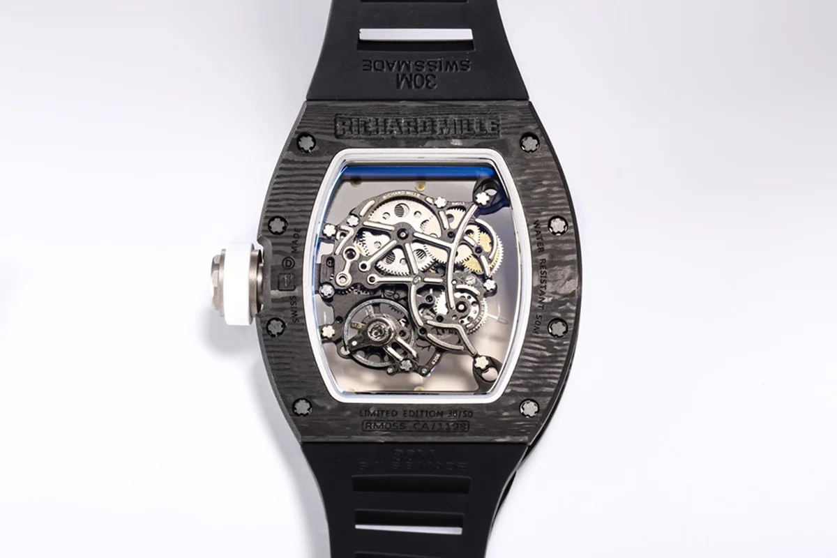 RM 055 Bubba Watson Americas Edition White Legend in NTPT on Black Rubber Strap RMUL2