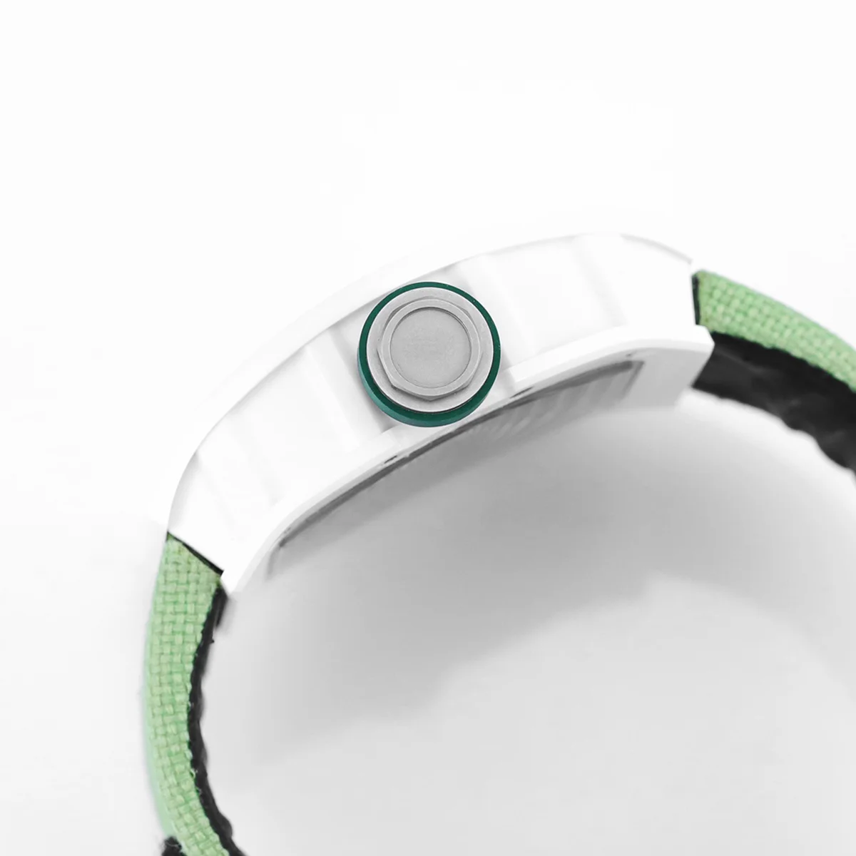 RM 055 White Bubba Watson White Ceramic on Green Nylon Strap