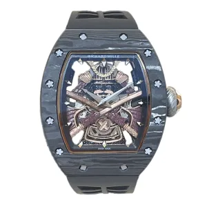 RM047 Tourbillon Samurai NTPT Carbon on Black Rubber Strap