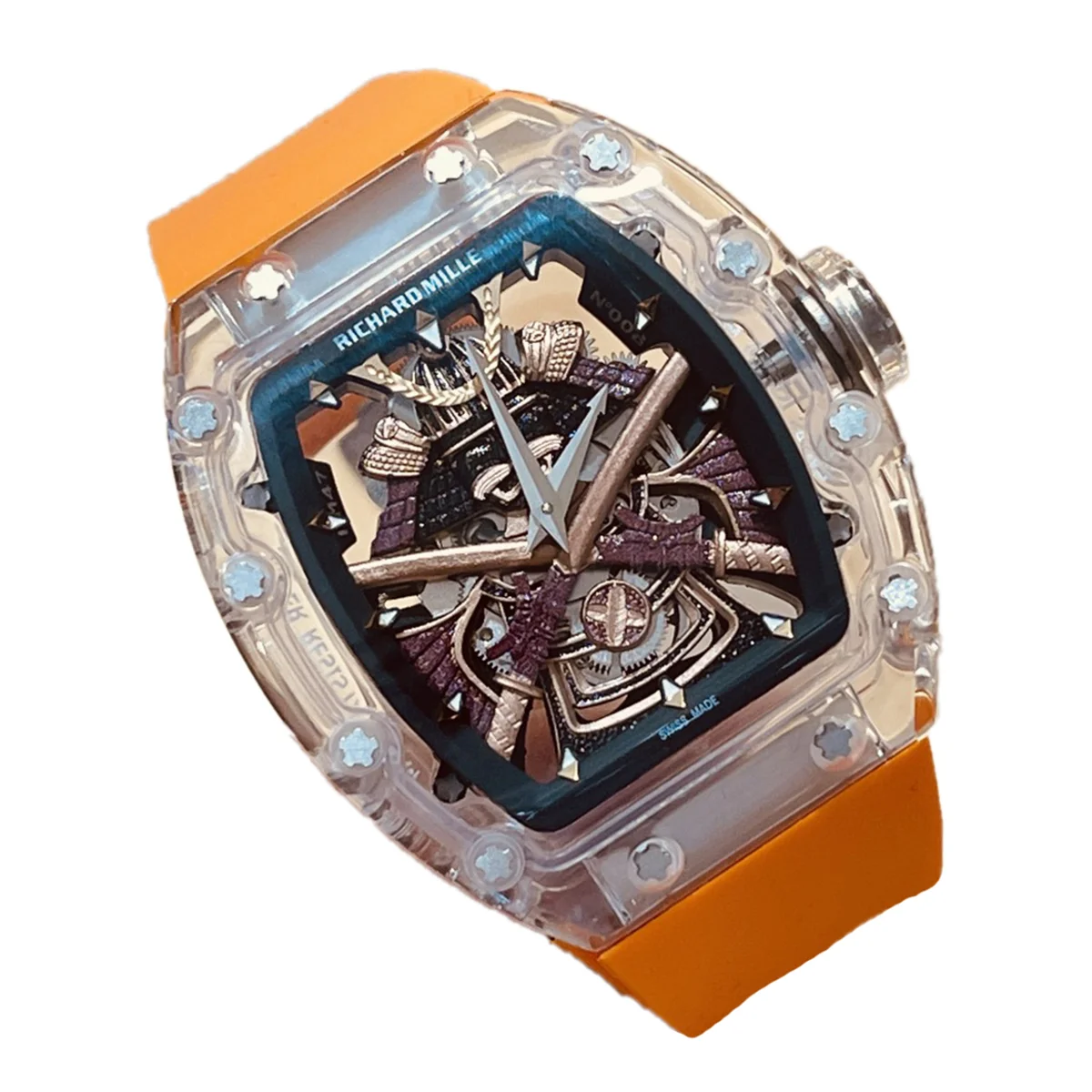 RM047 Tourbillon Samurai Sapphire on Orange Rubber Strap