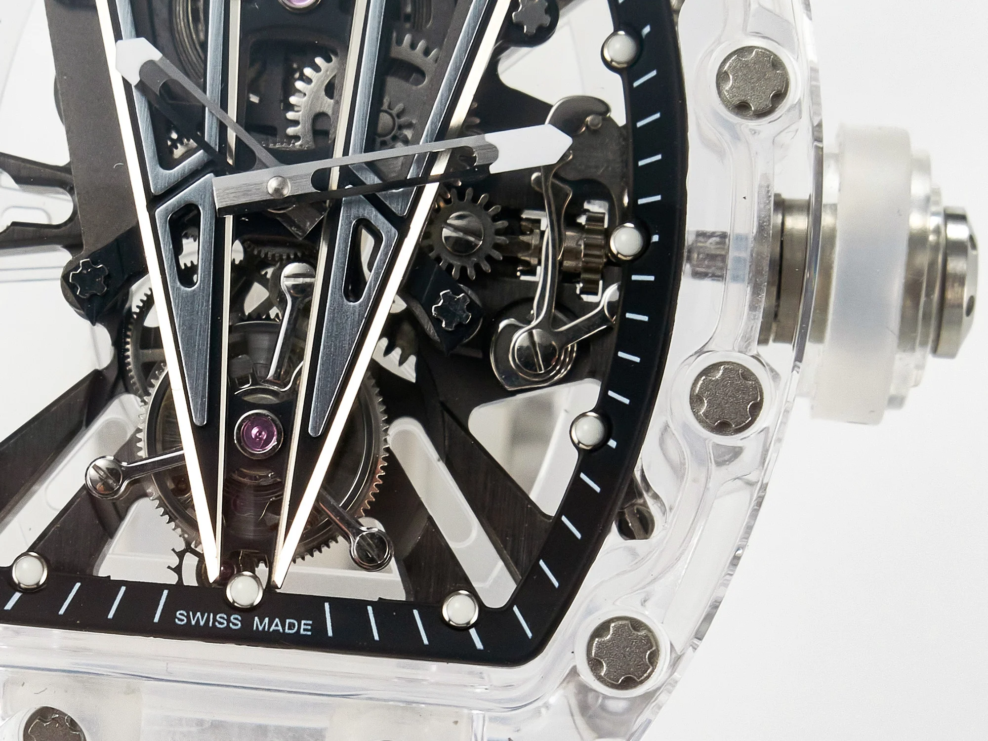 RM27-03 White Transparent Tourbillon MSF Best Edition Skull Dial on White Rubber Strap