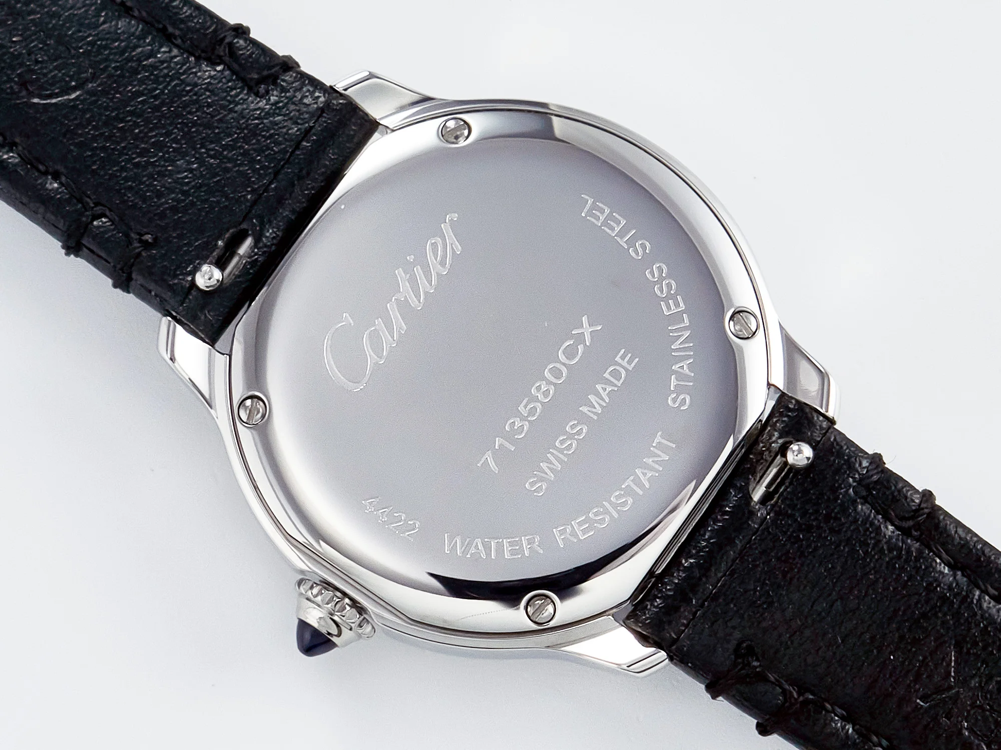 Ronde De Cartier 29mm DRF 1:1 Best Edition Sandblasted Silver-Plated White Dial on Black Leather Strap Ronda Quartz