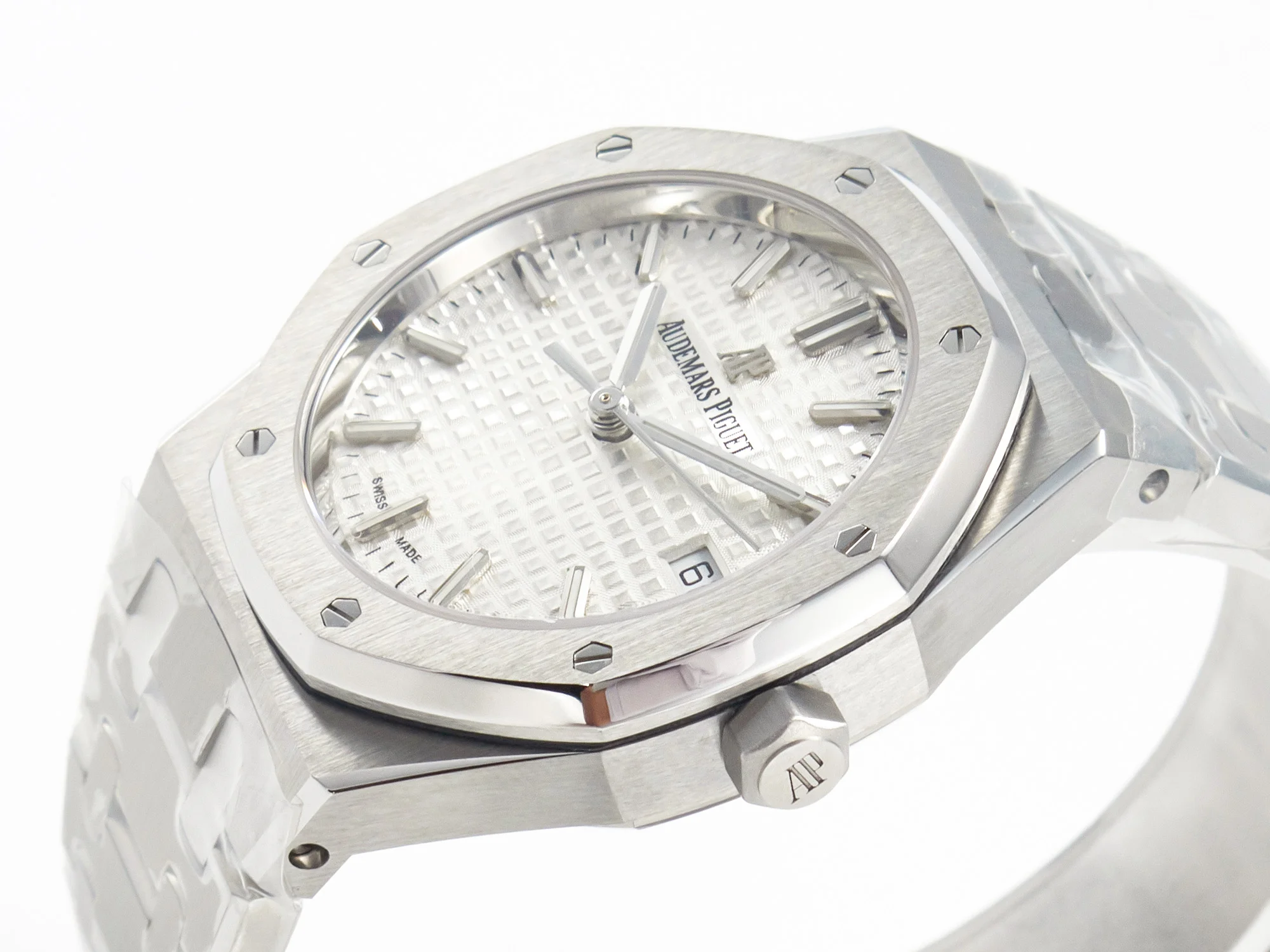Royal Oak 34mm SS ZF 1:1 Best Edition White Textured Dial on SS Bracelet A5800