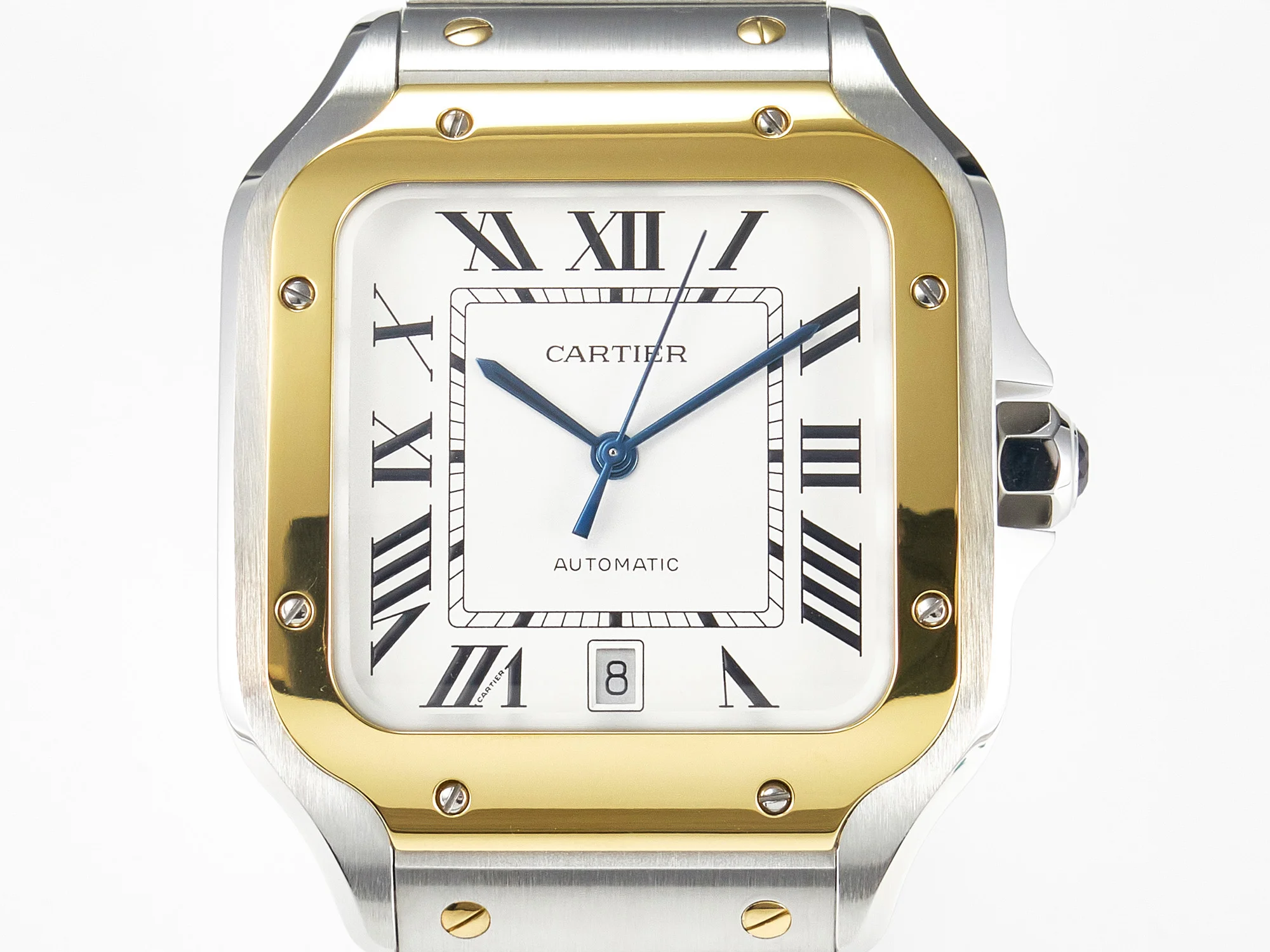 Santos de Cartier 40mm 2018 BVF 1:1 Best Edition YG Bezel White Dial on SS SmartLinks Bracelet MIYOTA 9015
