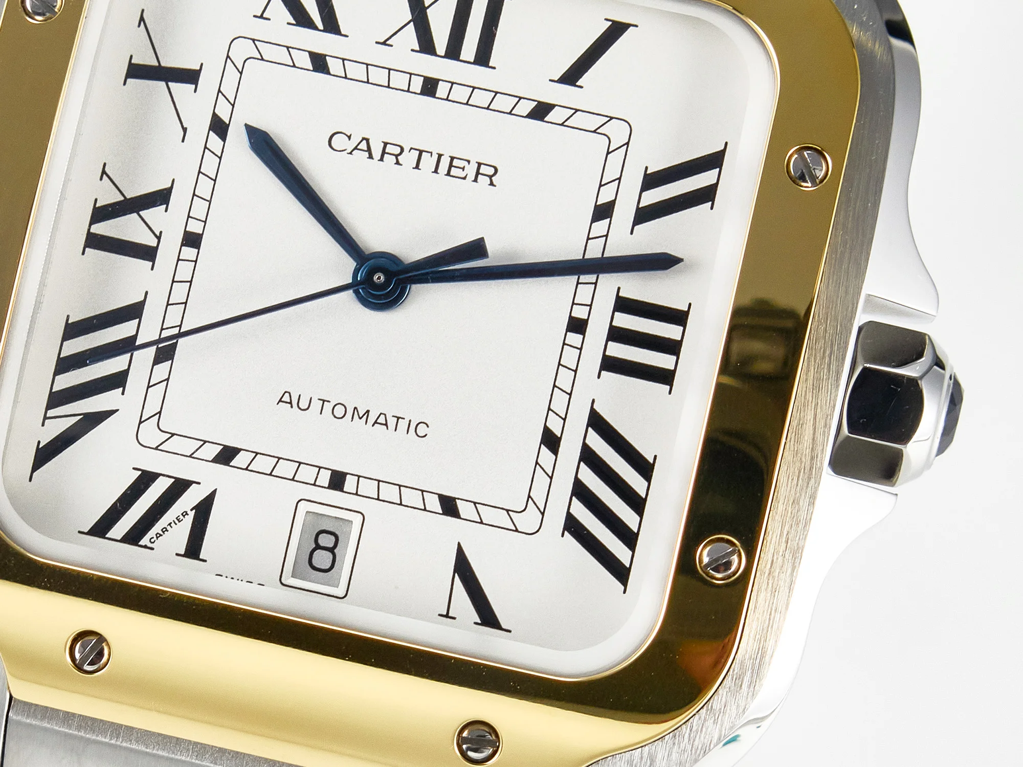 Santos de Cartier 40mm 2018 BVF 1:1 Best Edition YG Bezel White Dial on SS SmartLinks Bracelet MIYOTA 9015