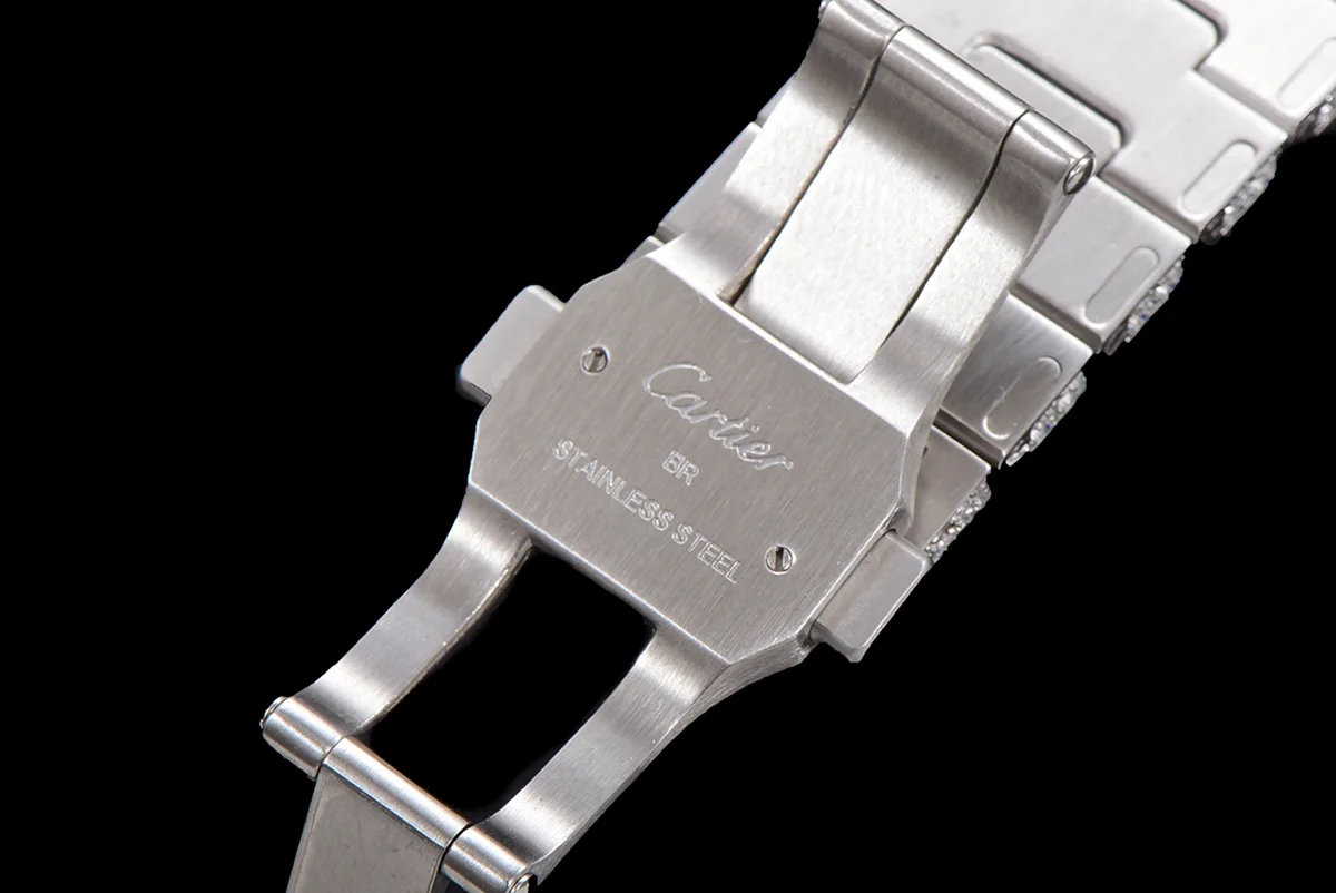 Santos de Cartier 40mm Diamond Paved Dial with Arabic Markers in Steel