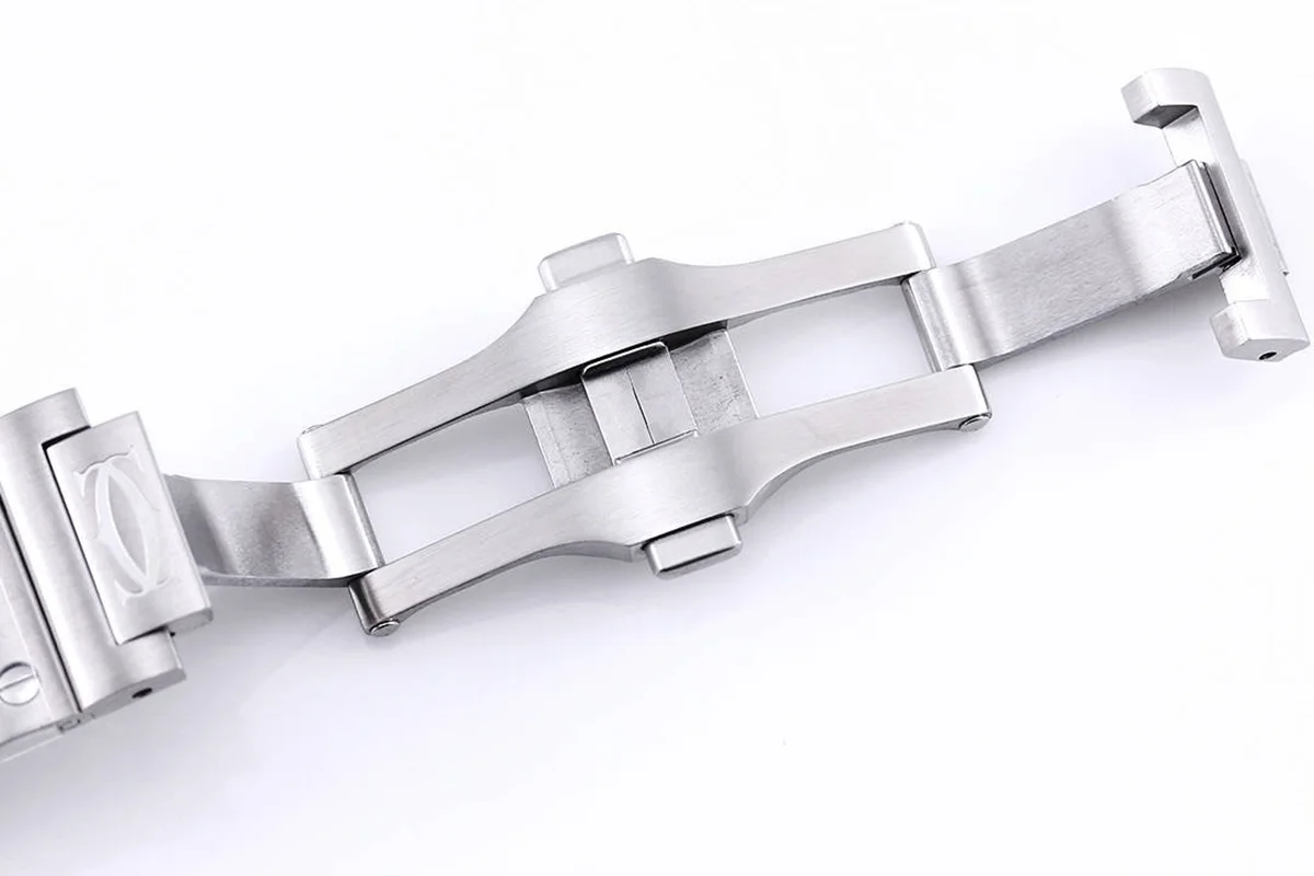 Santos De Cartier Watch Skeleton Dial White Marker with Diamond Bezel in Steel