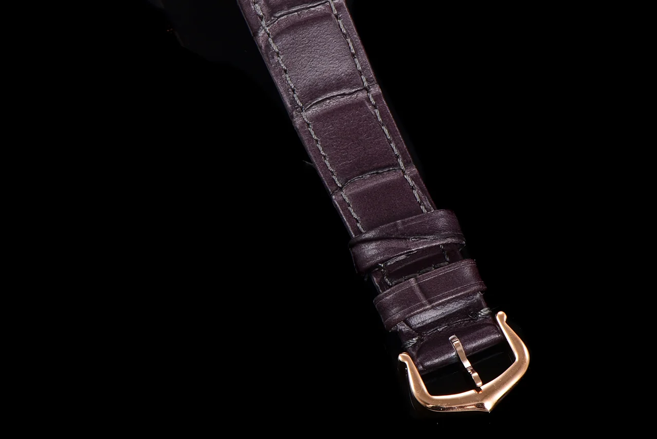 Santos-Dumont (Small) Silver Dial in Rose Gold on Purple Leather Strap Ref. WGSA0022