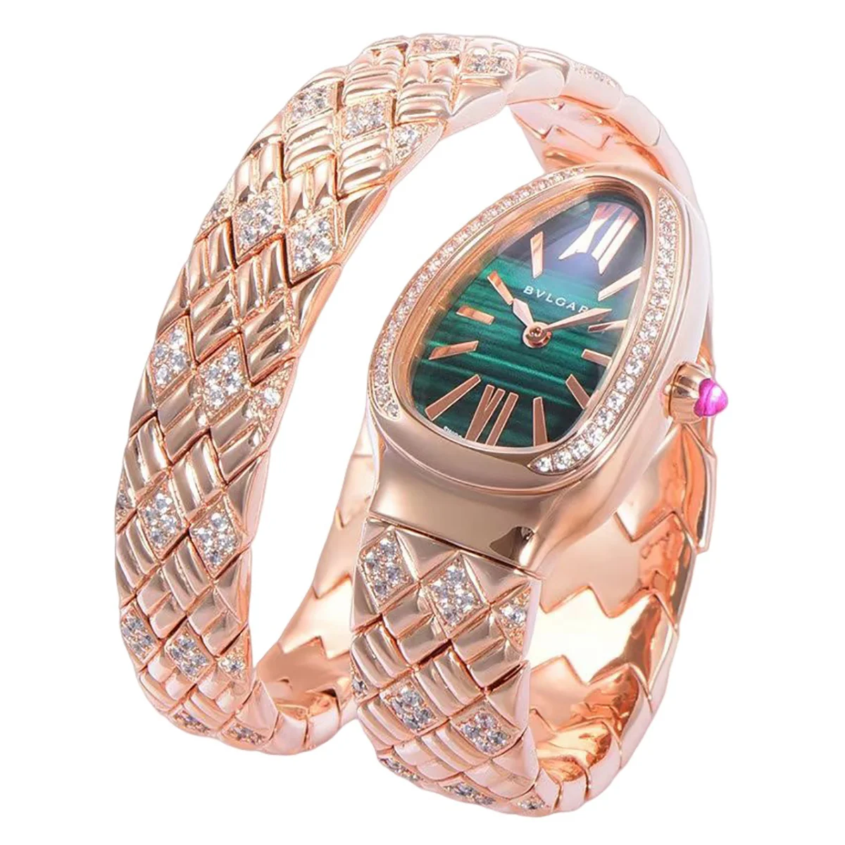 Serpenti Seduttori Watch Green Dial in Rose Gold with Diamonds