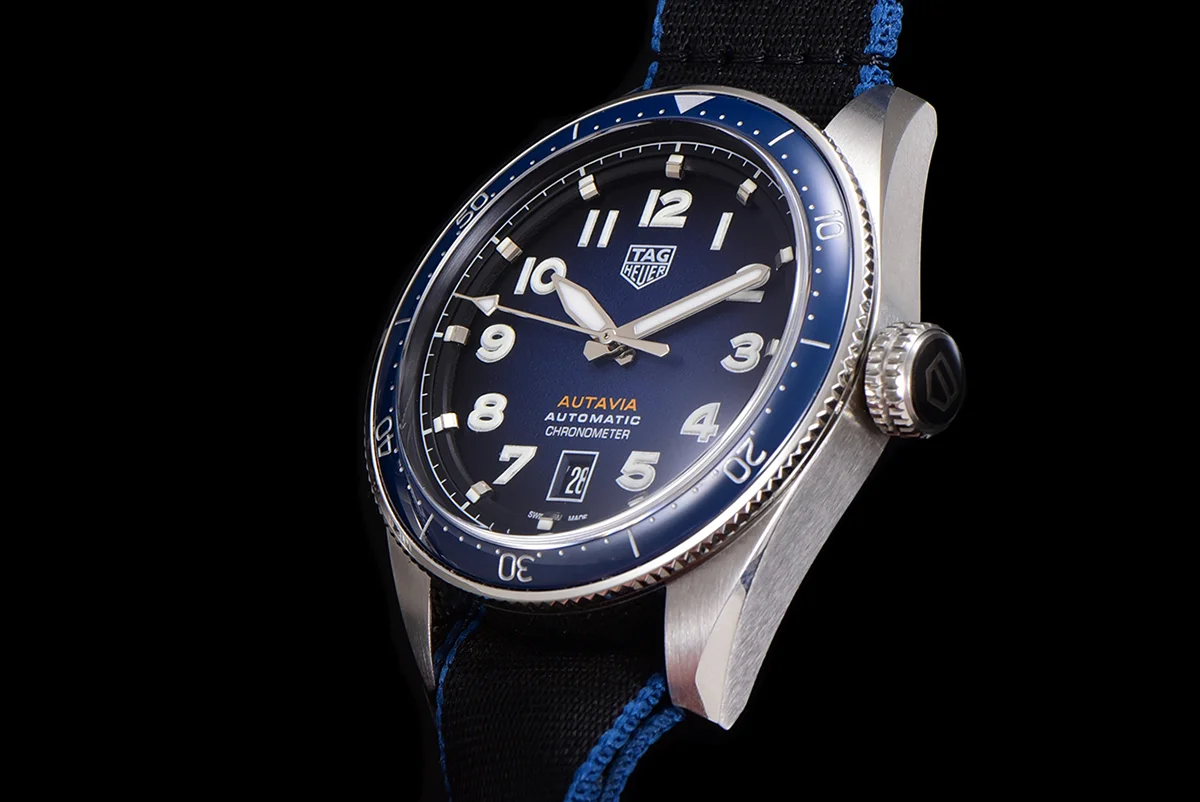 Tag Heuer Autavia Caliber 5 Blue Dial with Blue Ceramic Bezel on Nylon Strap