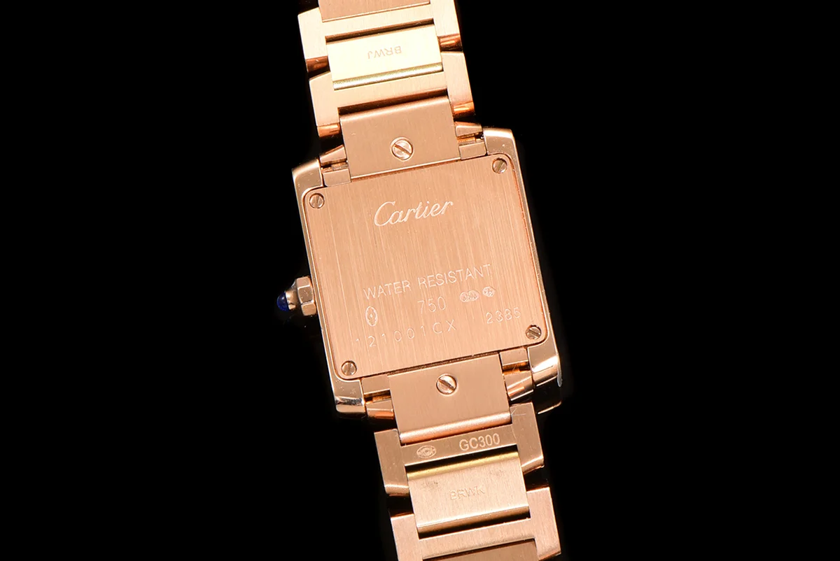 Tank Francaise Watch Small Rose Gold with Diamond Bezel