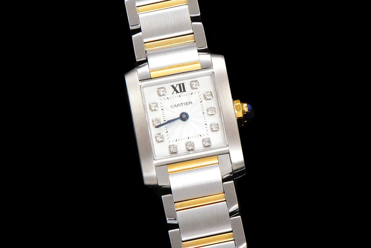 Tank Francaise Watch Small with Diamond Marker Steel/Yellow Gold
