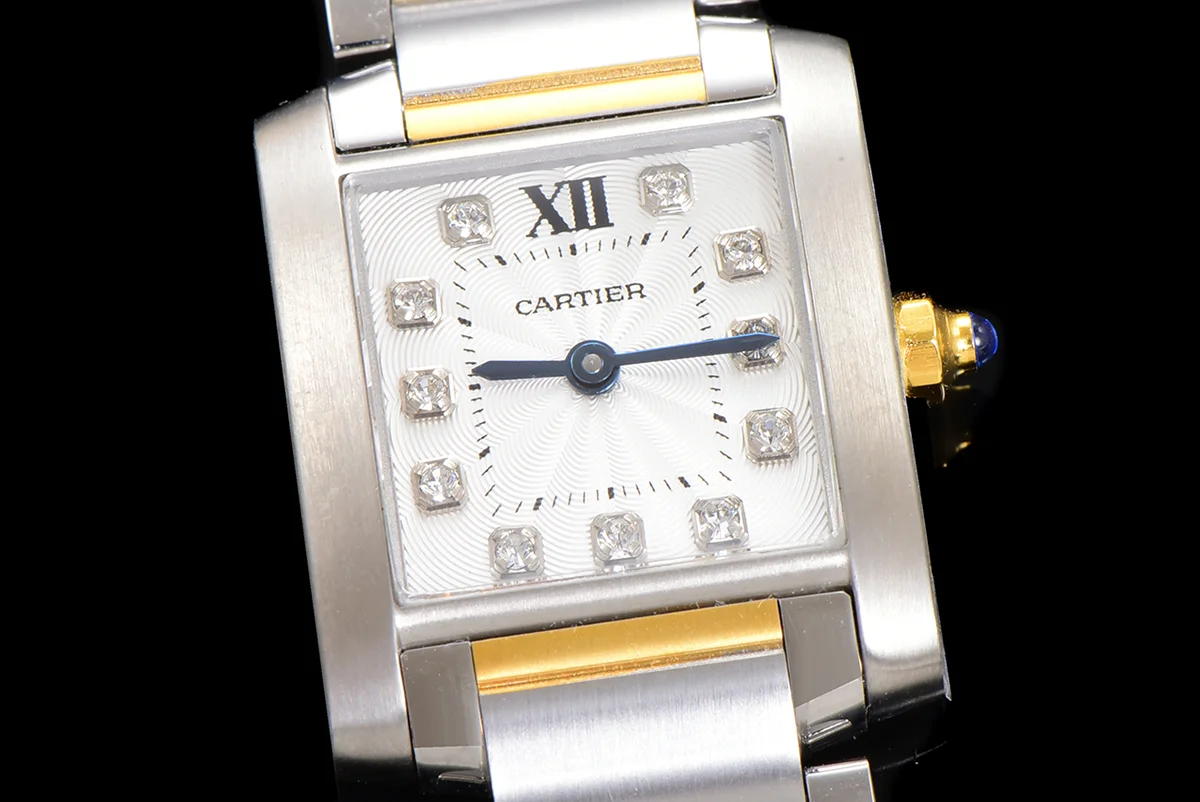 Tank Francaise Watch Small with Diamond Marker Steel/Yellow Gold