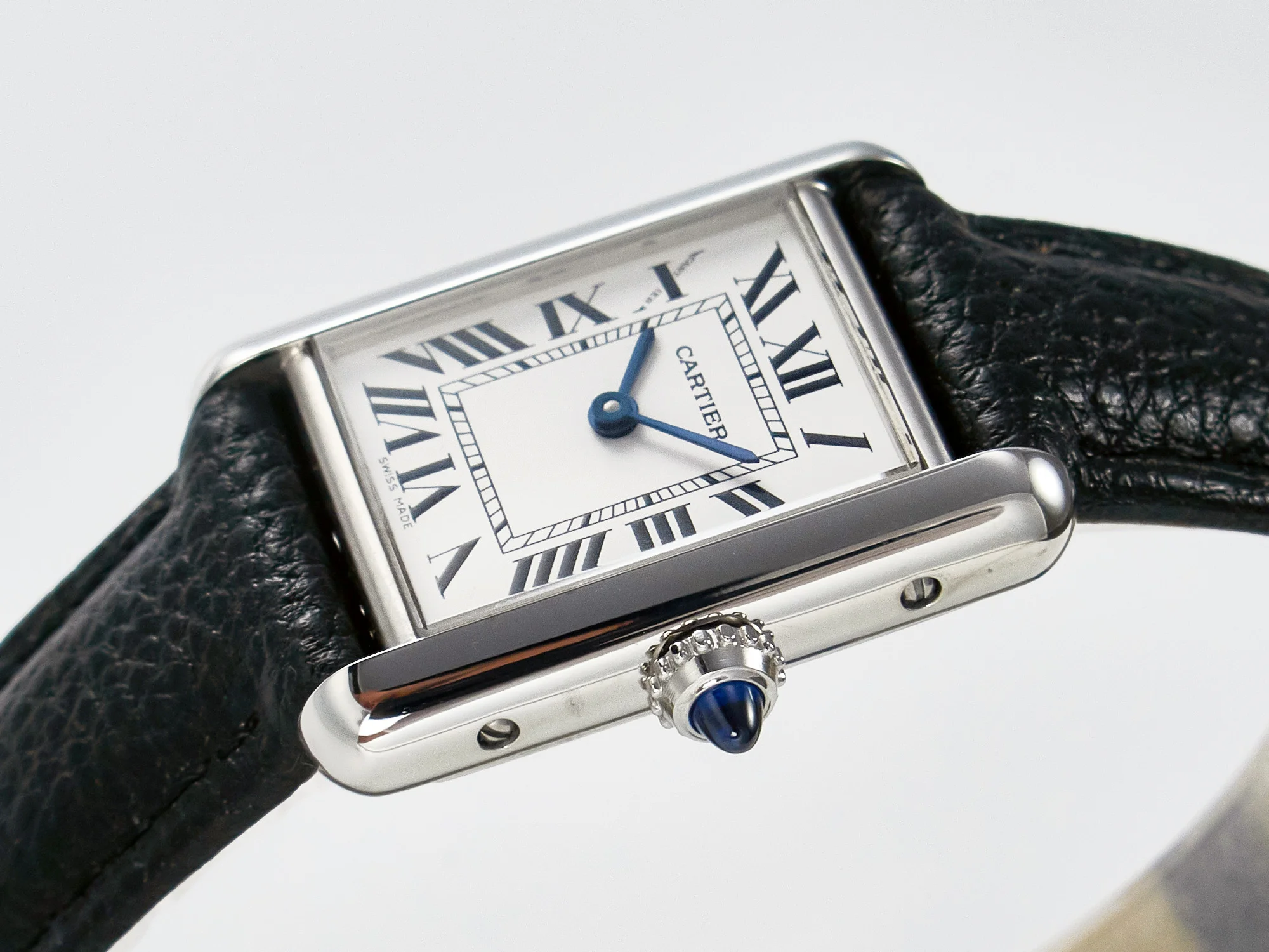 Tank Must Small SS 29mm DRF 1:1 Best Edition White Dial on Black Leather Strap Swiss Quartz