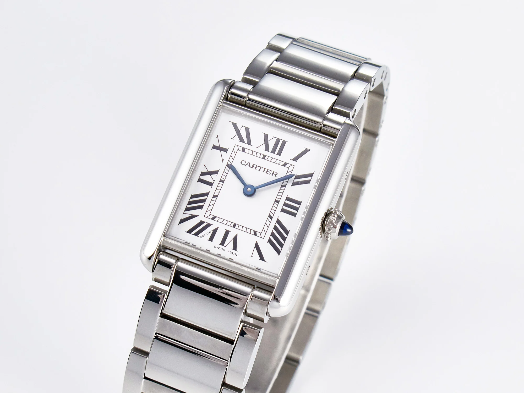Tank Must SS 33.7mm DRF 1:1 Best Edition White Dial on SS Bracelet Jap Quartz