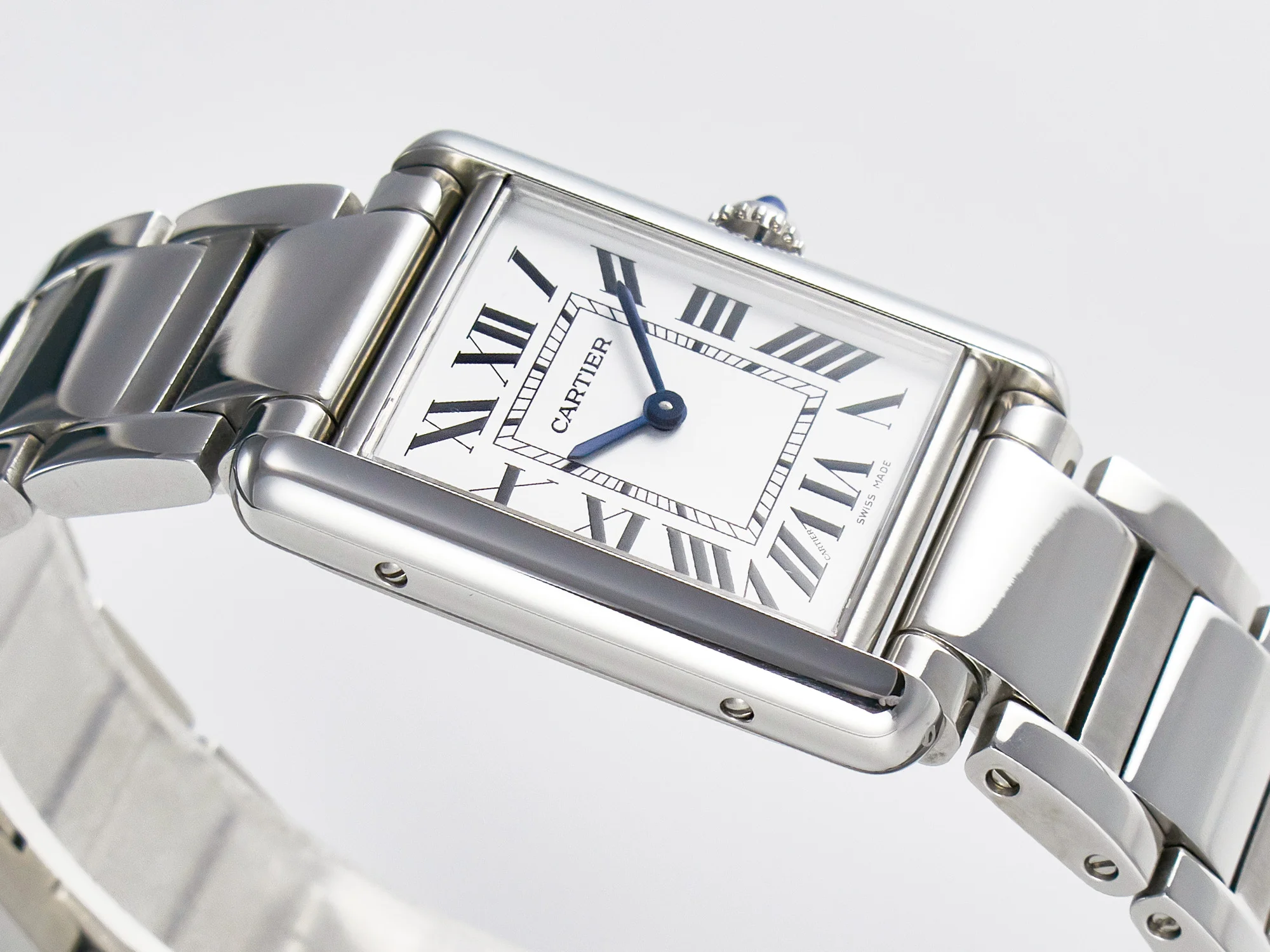Tank Must SS 33.7mm DRF 1:1 Best Edition White Dial on SS Bracelet Jap Quartz