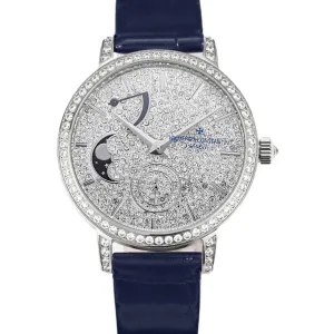 Traditionelle Moon Phase Diamond Paved Dial in White Gold