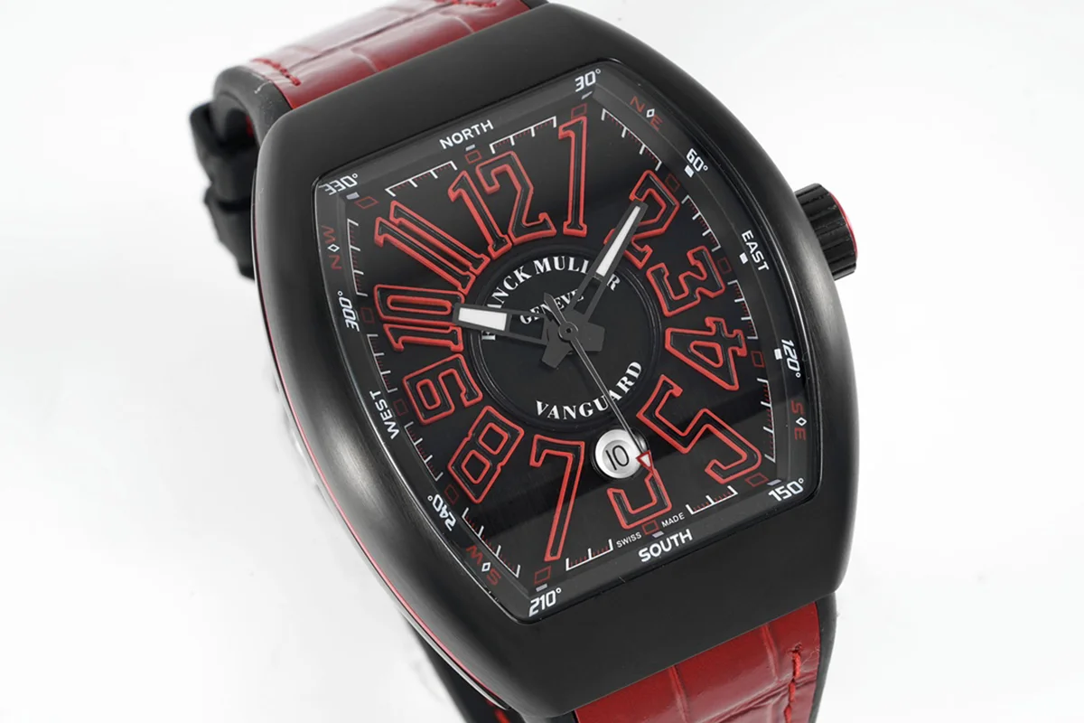 Vanguard Black Dial with Red Markers in PVD V 45