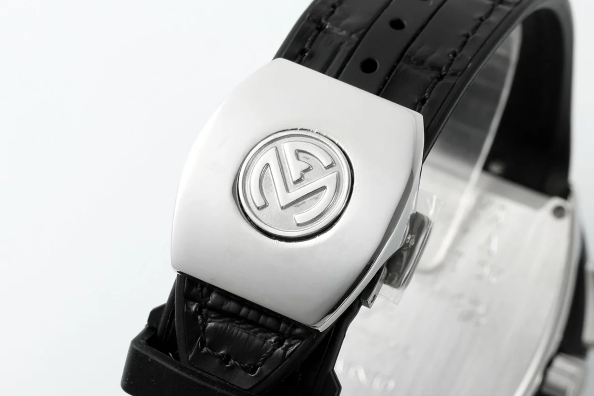 Vanguard V45 Chronograph Black/White Dial with White Marker in Steel on Leather Strap