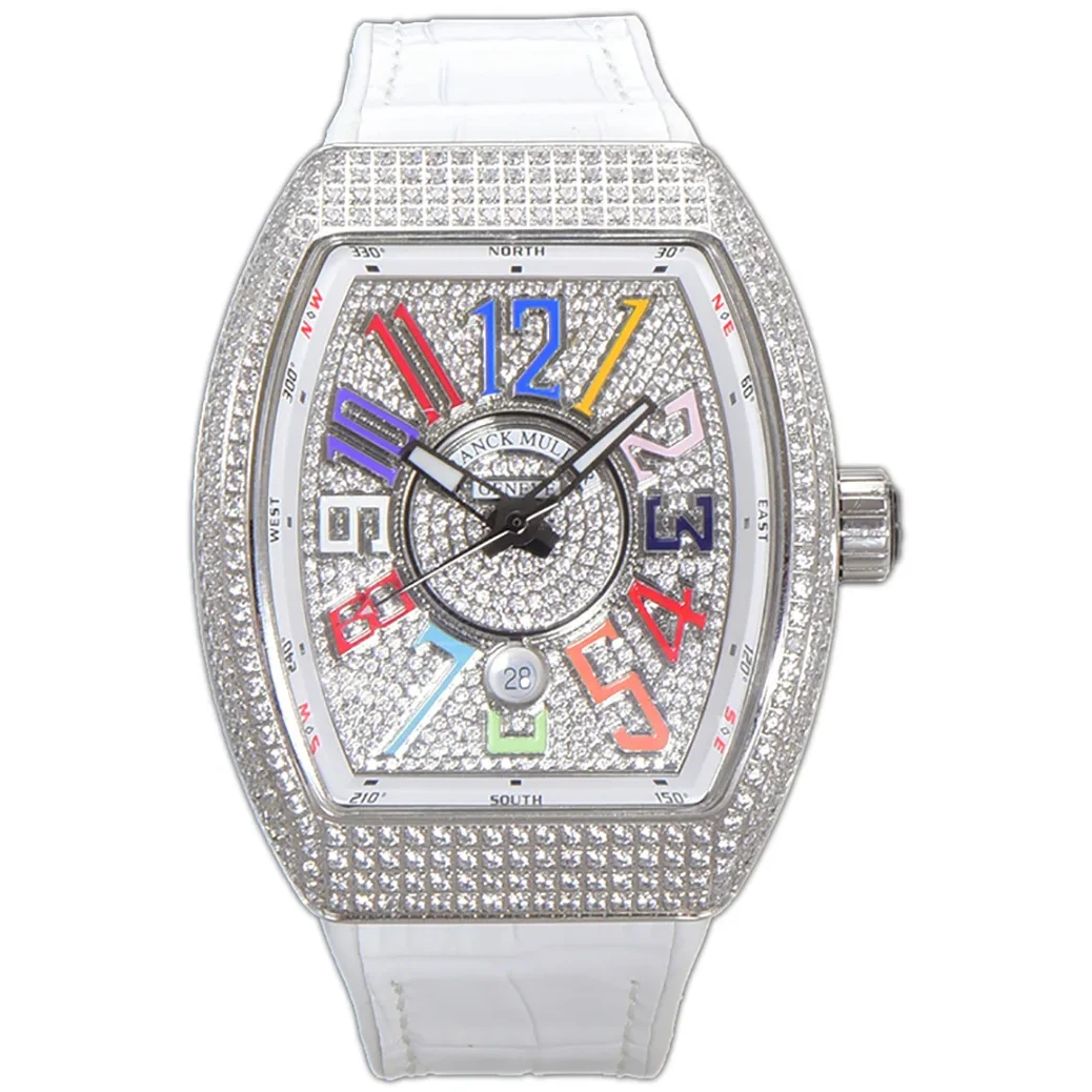 Vanguard Yachting White Dial V45 with Colourful Markers and Diamond Bezel