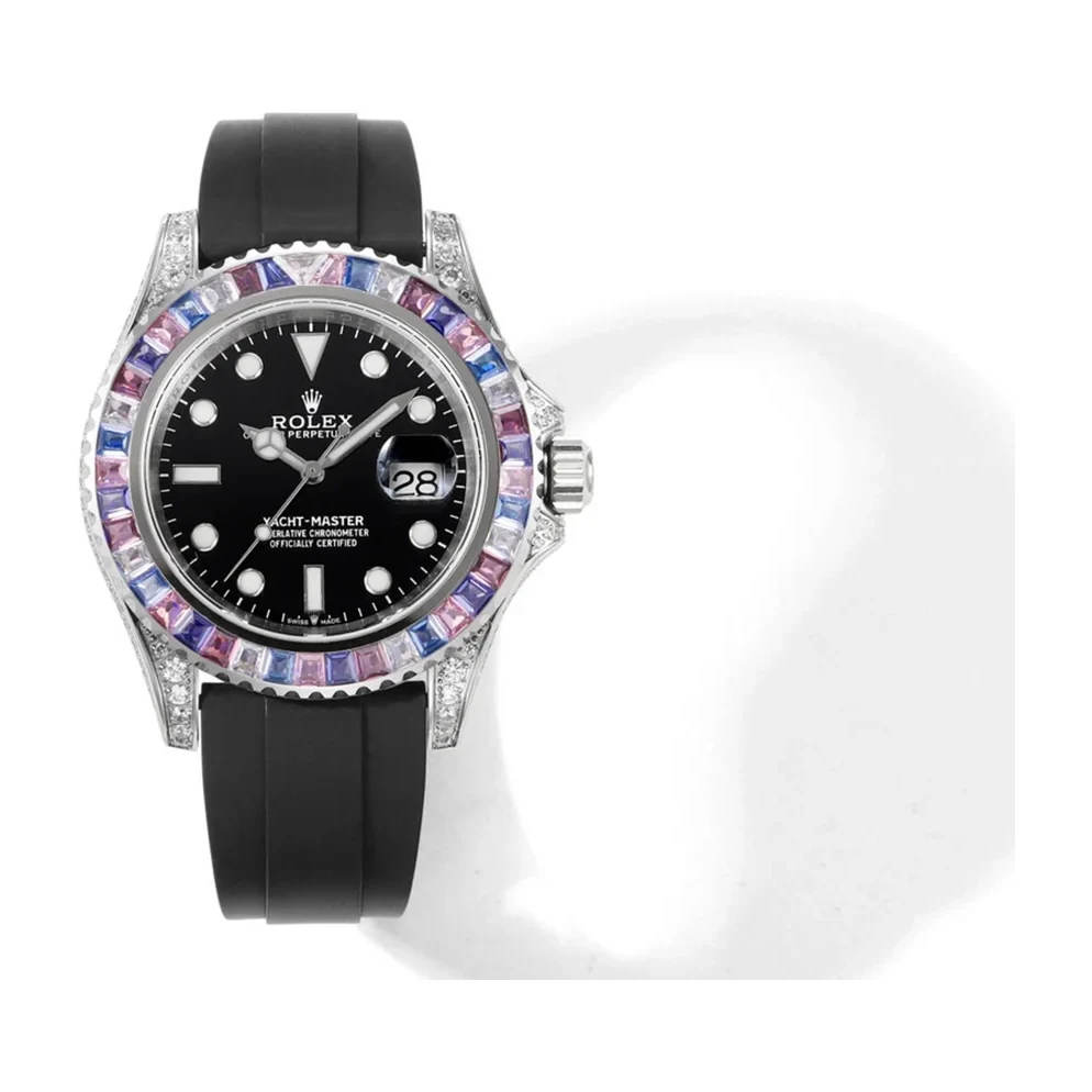 Yacht Master 40 Black Dial with Rainbow Diamond Bezel