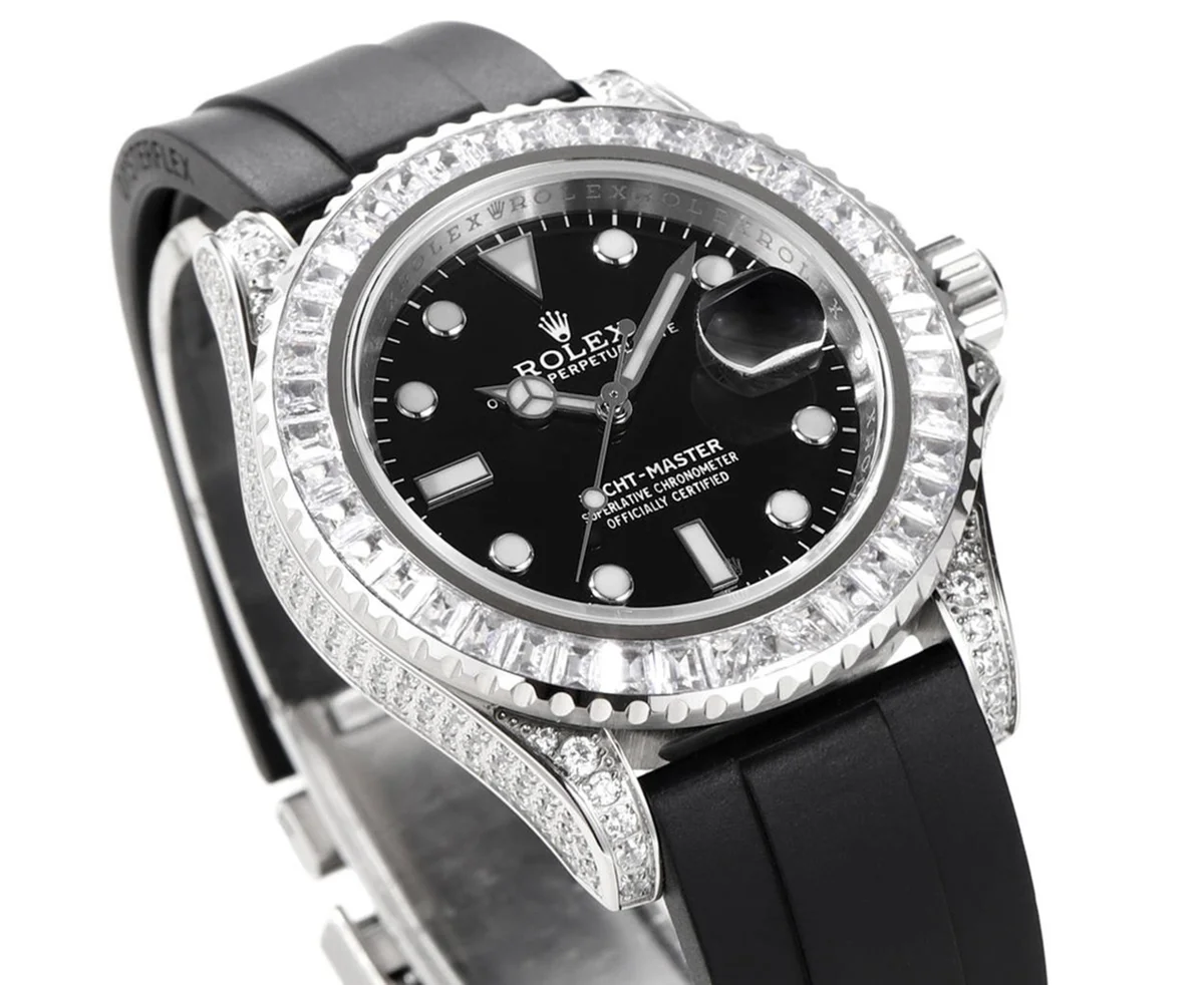 Yacht Master 40 Black Dial with White Diamond Bezel