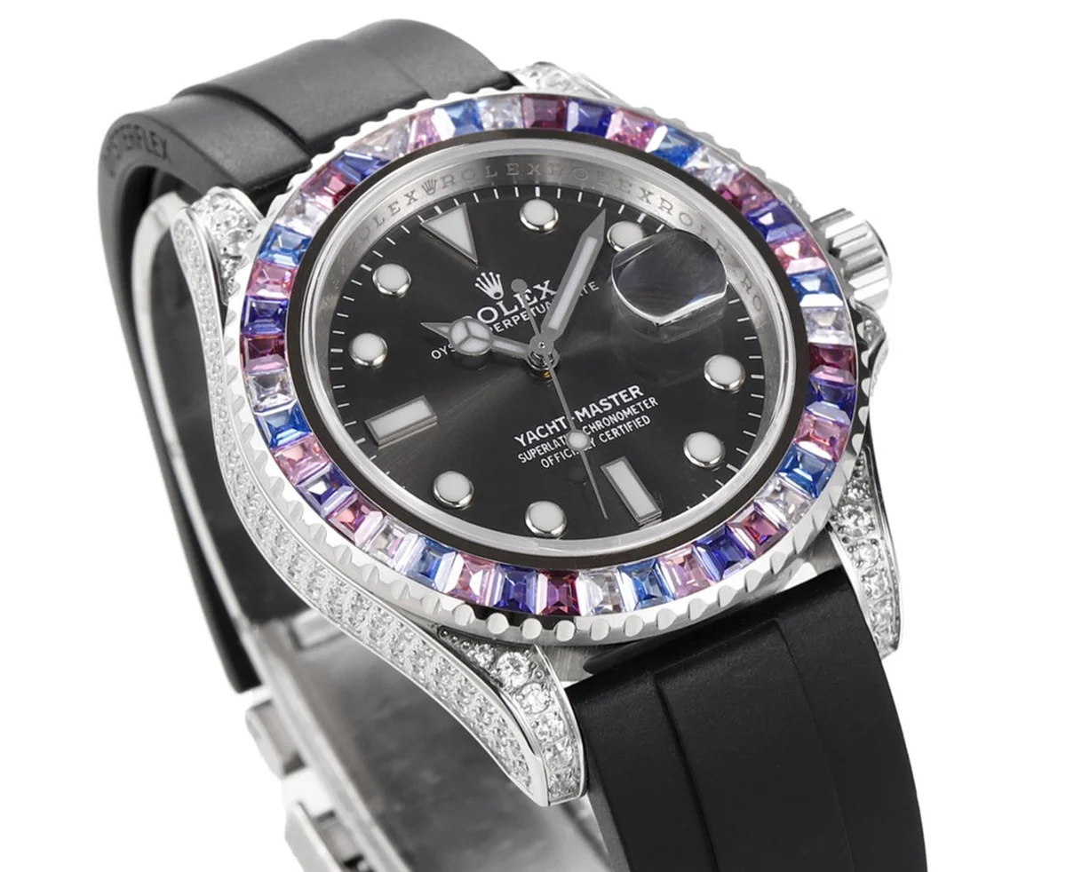 Yacht Master 40 Grey Dial with Rainbow Diamond Bezel