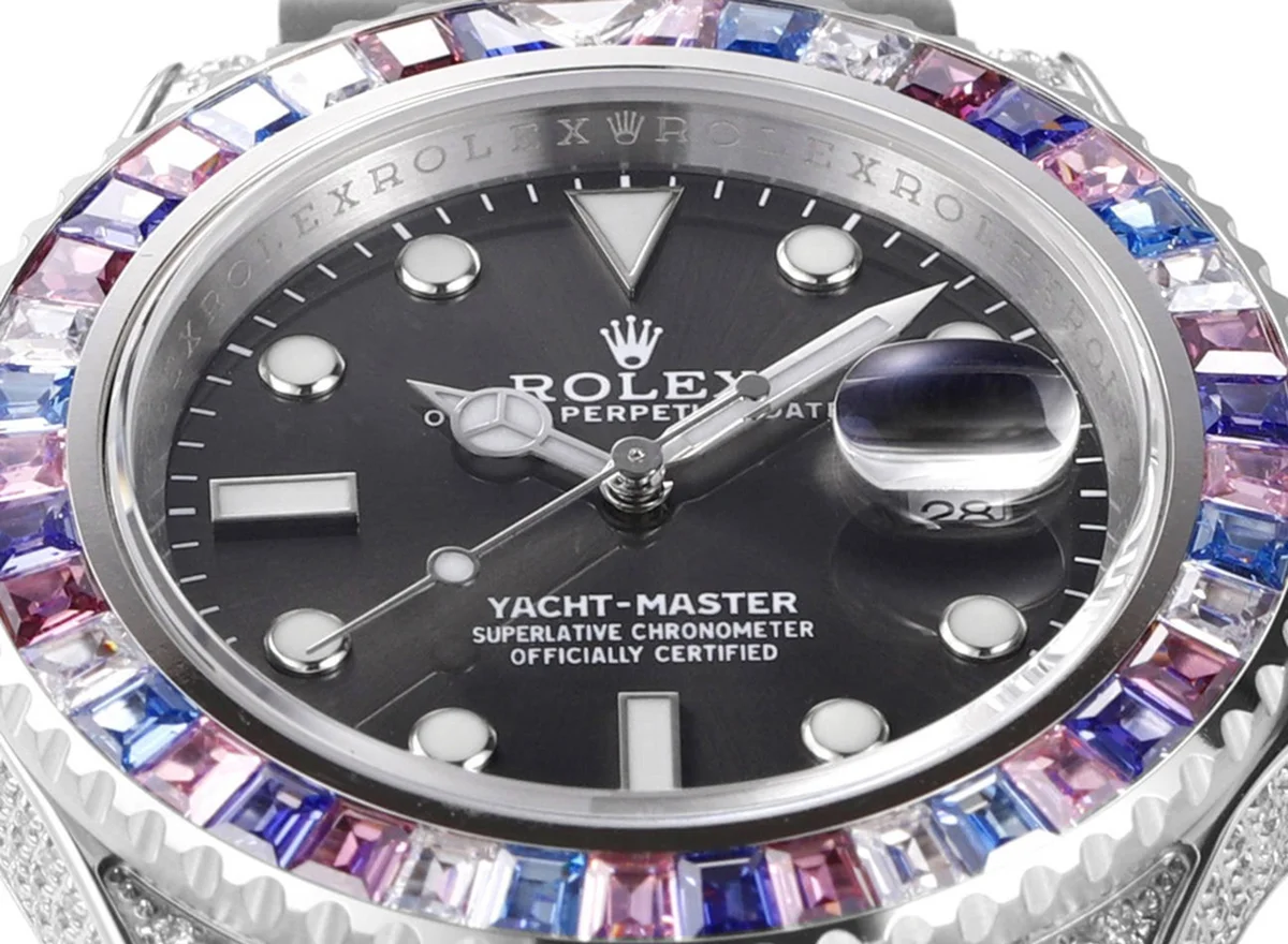 Yacht Master 40 Grey Dial with Rainbow Diamond Bezel